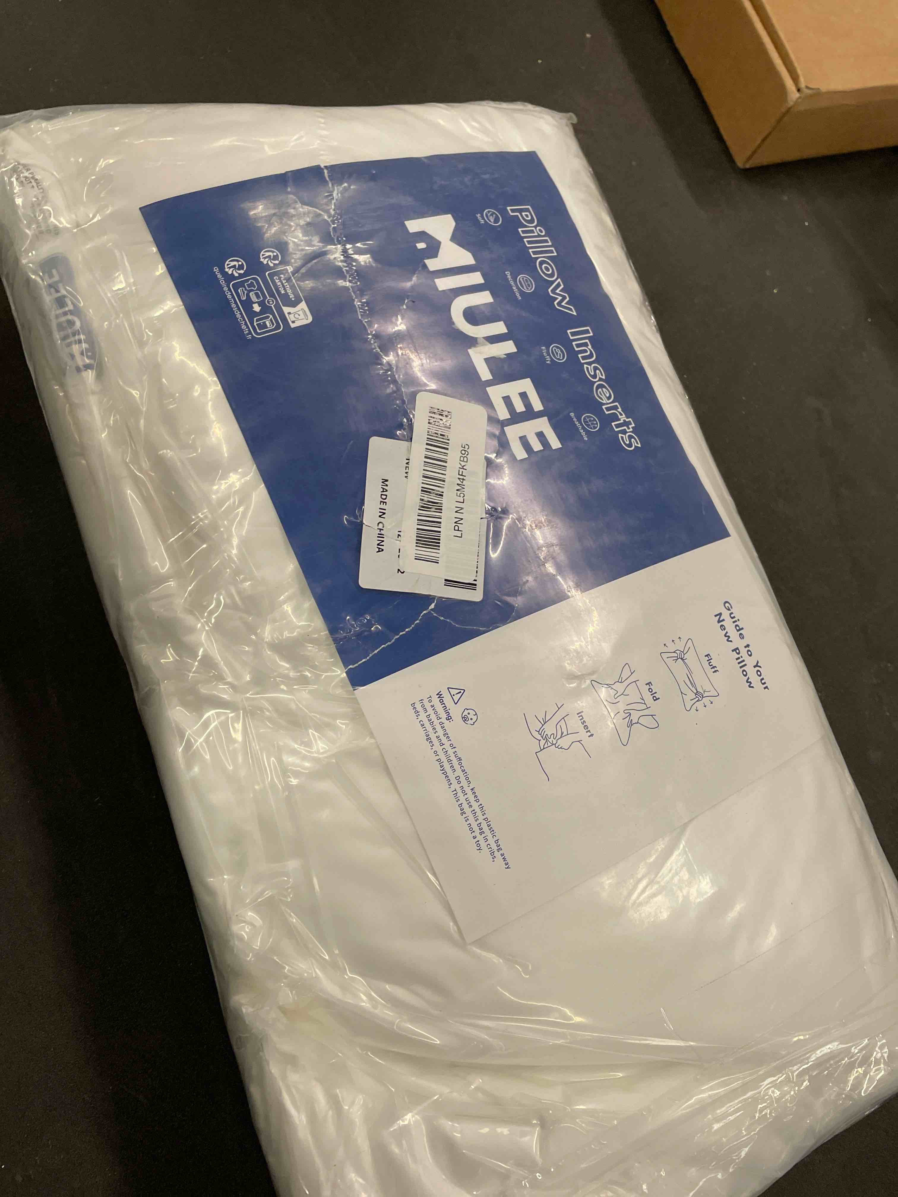 Condition photo showing Good Condition for MIULEE 12x20 Pillow Inserts,Down Alternative Pack of 2 Decorative Throw Pillows for Sofa Couch Bed, Ultra Soft Fluffy Bed Sleeping Form 2 12x20Inch