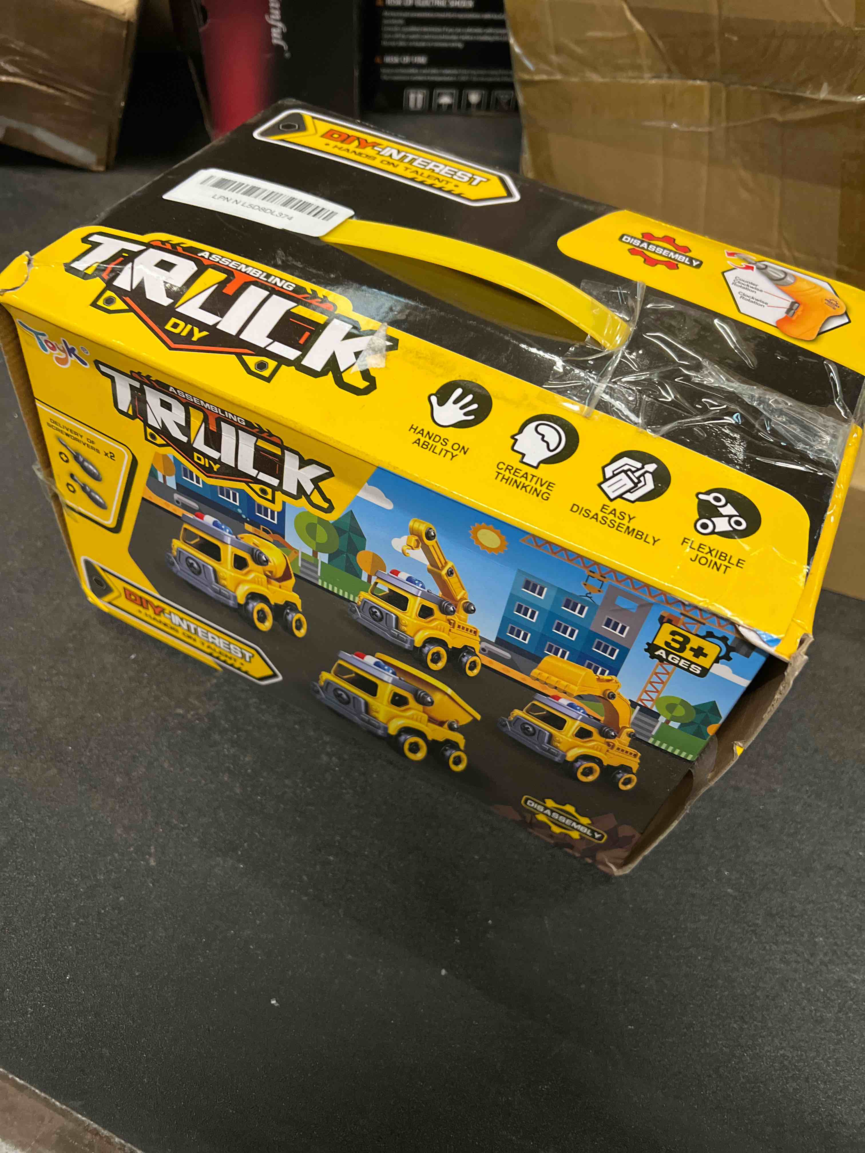 Condition photo showing Good Condition for 4-in-1 Take Apart Car Toys for Boys, DIY Engineering Construction Truck Toy Vehicle - Dump Truck, Cement Mixer, Excavator, Crane, Kids Building Educational Toy Gift for Age 3 4 5 6 7 8 Year Old Girls