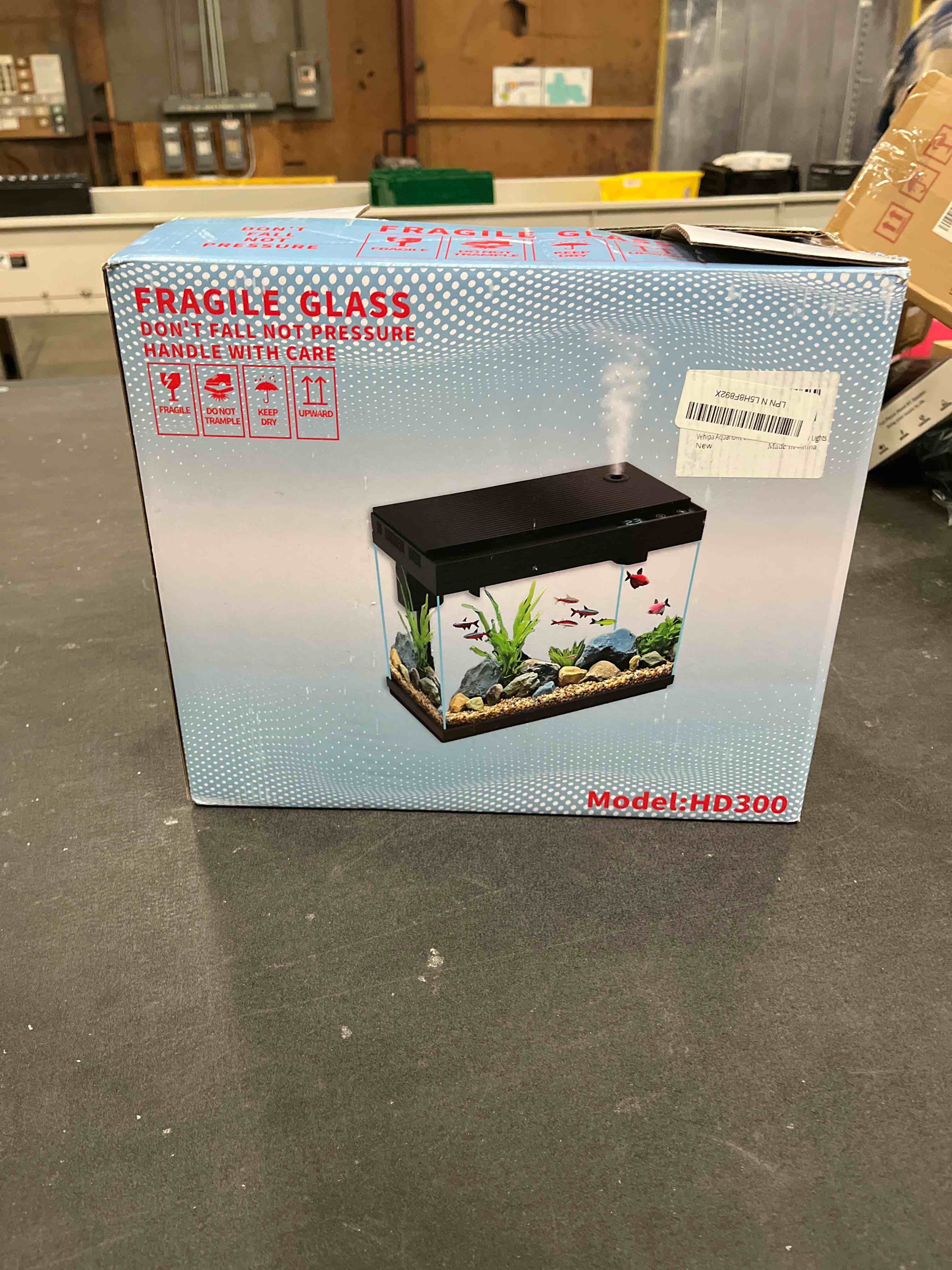 Condition photo showing Good Condition for Aquarium, 2.4 Gallon Betta Fish Tank with Heater, Humidifier 3 in 1 Pump - Filteration & Oxygenation & Circulation, Temperature Display, HD Glass, Timed 7-Color Lights 2.4 Gallon White - with heater