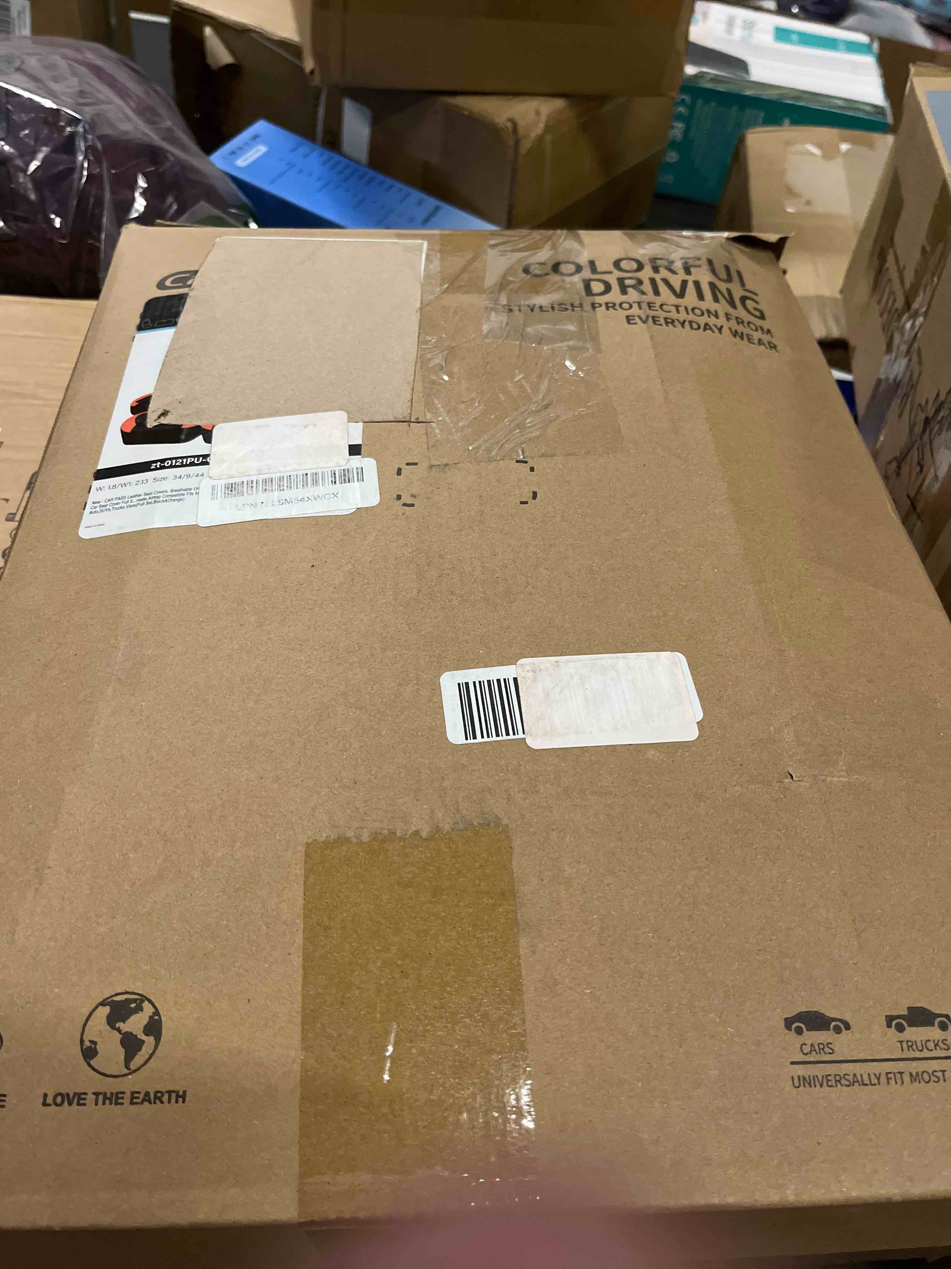 Condition photo showing Good Condition for CAR PASS Leather Seat Covers, Breathable Universal Car Seat Cover Full Set for Cute Women Girly,5mm Composite Sponge Inside,Airbag Compatible Fits Most Auto,SUVs,Trucks,Vans(Full Set,Black&Orange) Black Orange Full Set