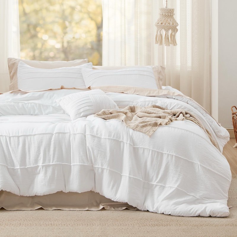 Best Seller Bedsure Prewashed Microfiber Pinch Pleat Comforter Set-89GSM