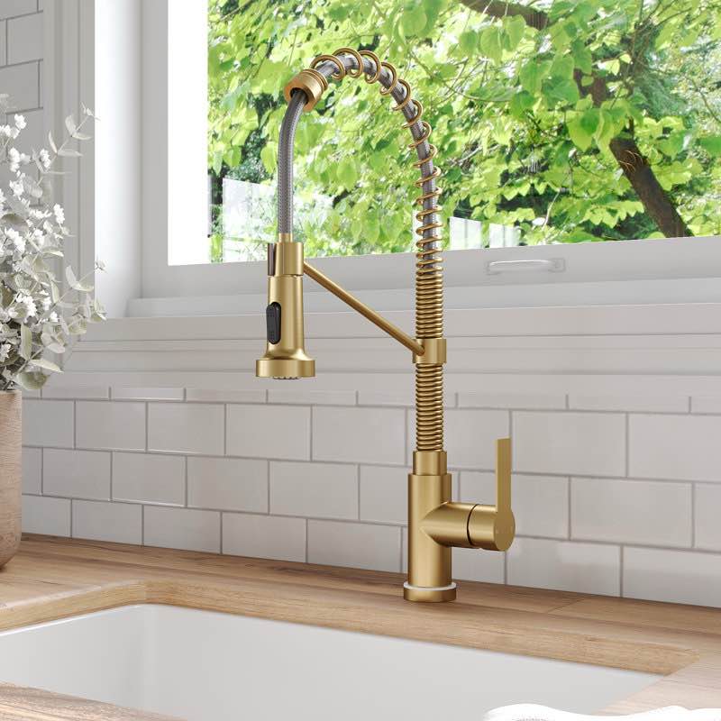 2-Function Single Handle Pull Down Kitchen Faucet with 3 Colors LED Base