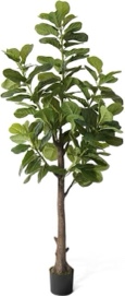 Artificial Fiddle Leaf Fig Tree, 6/7 Feet In Pot With Dried Moss, For Indoor House Home Office Store, Potted Ficus Lyrata Faux Tree, Fake Plant Modern Decoration Gift For Housewarming