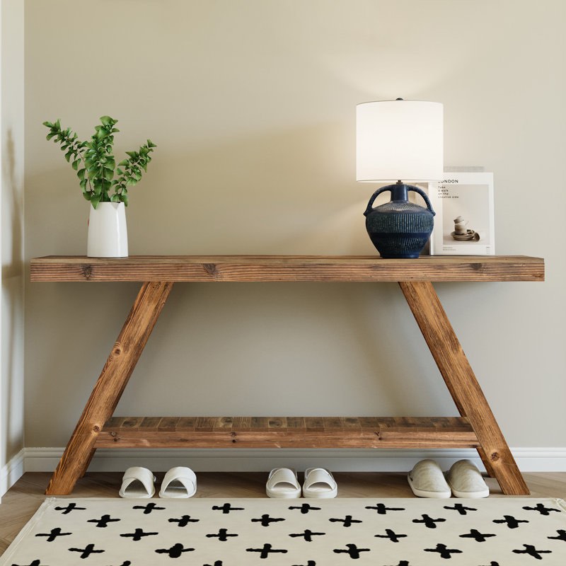 60" naturally weathered reclaimed solid wood console table