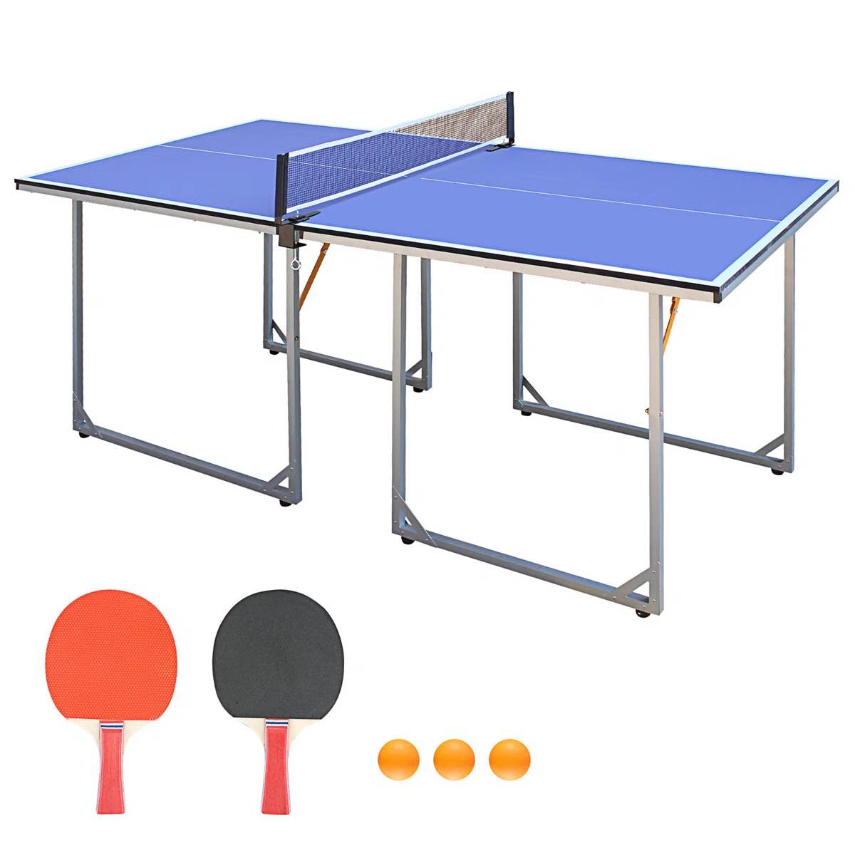 6ft mid-size table tennis table foldable \u0026 portable ping pong table set for indoor \u0026 outdoor games