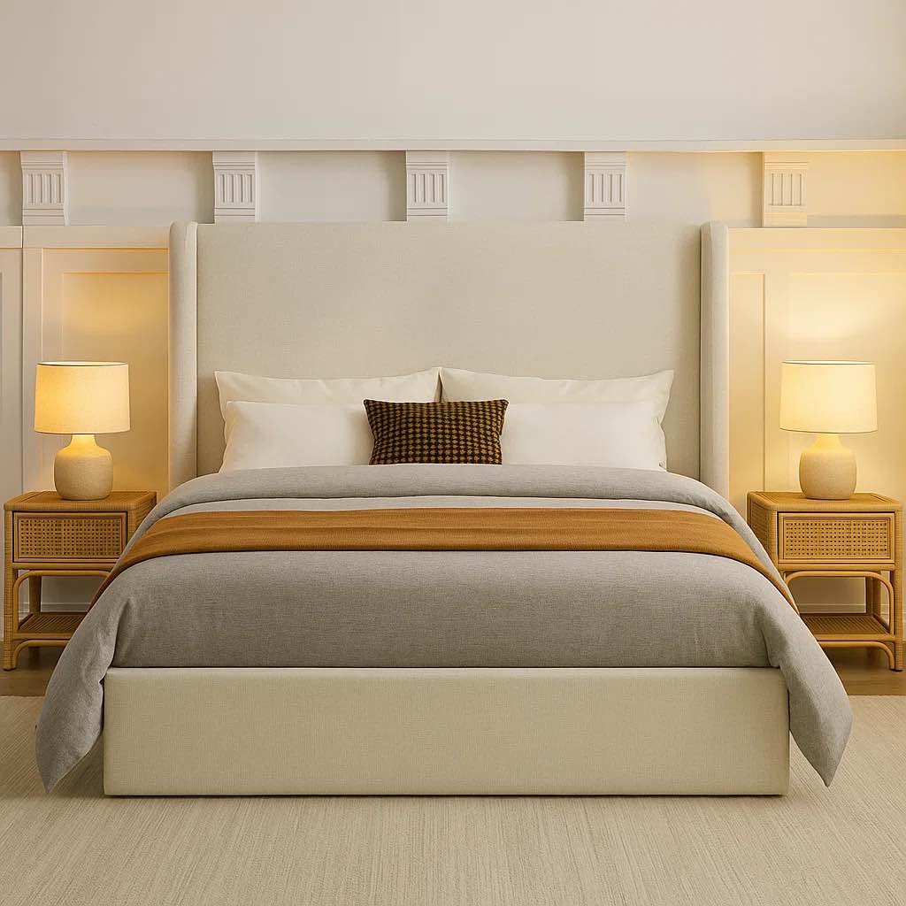 carmen upholstered wingback bed