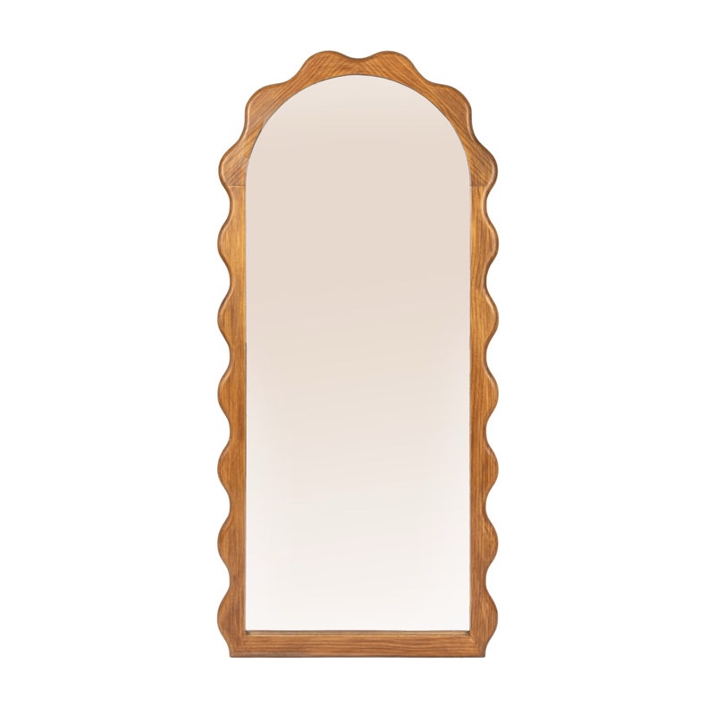 Rhea Arched Wall Mirror with Scalloped Wood Frame