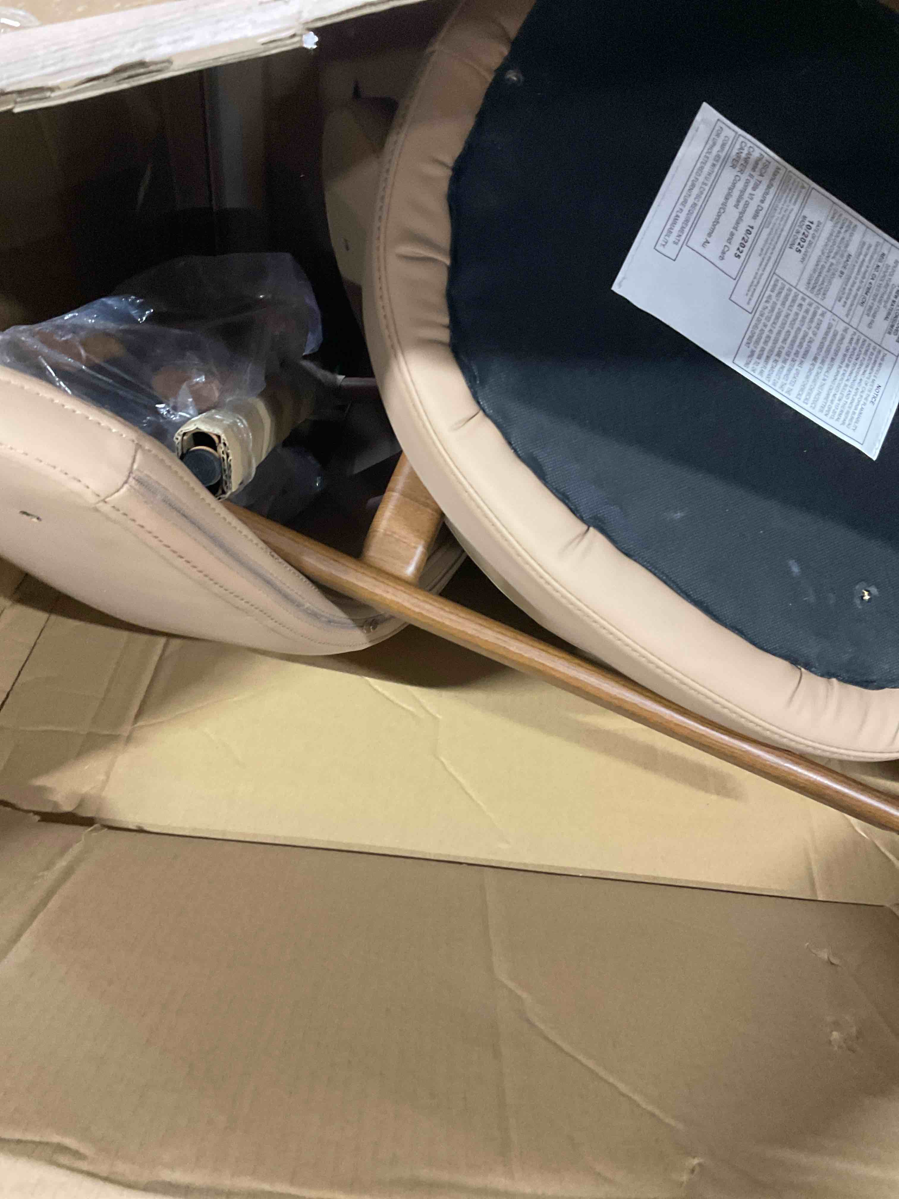 set of 2 light brown leather chairs