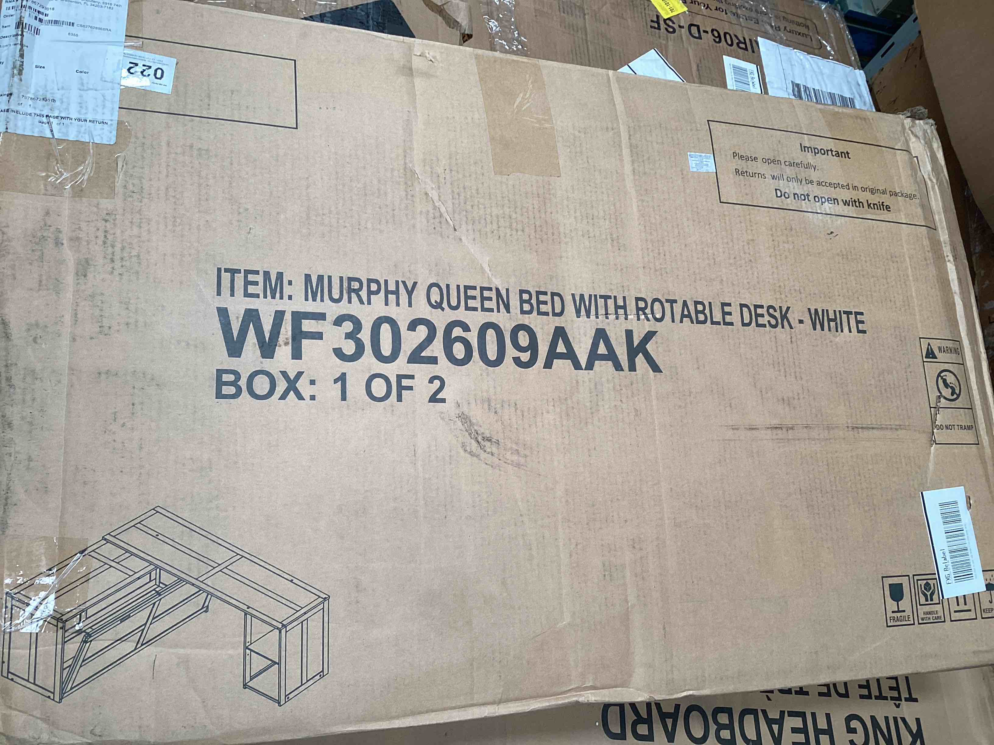 Condition photo showing Good Condition for Murphy Queen Bed with Rotatable Desk. (Box 1/2 ONLY)