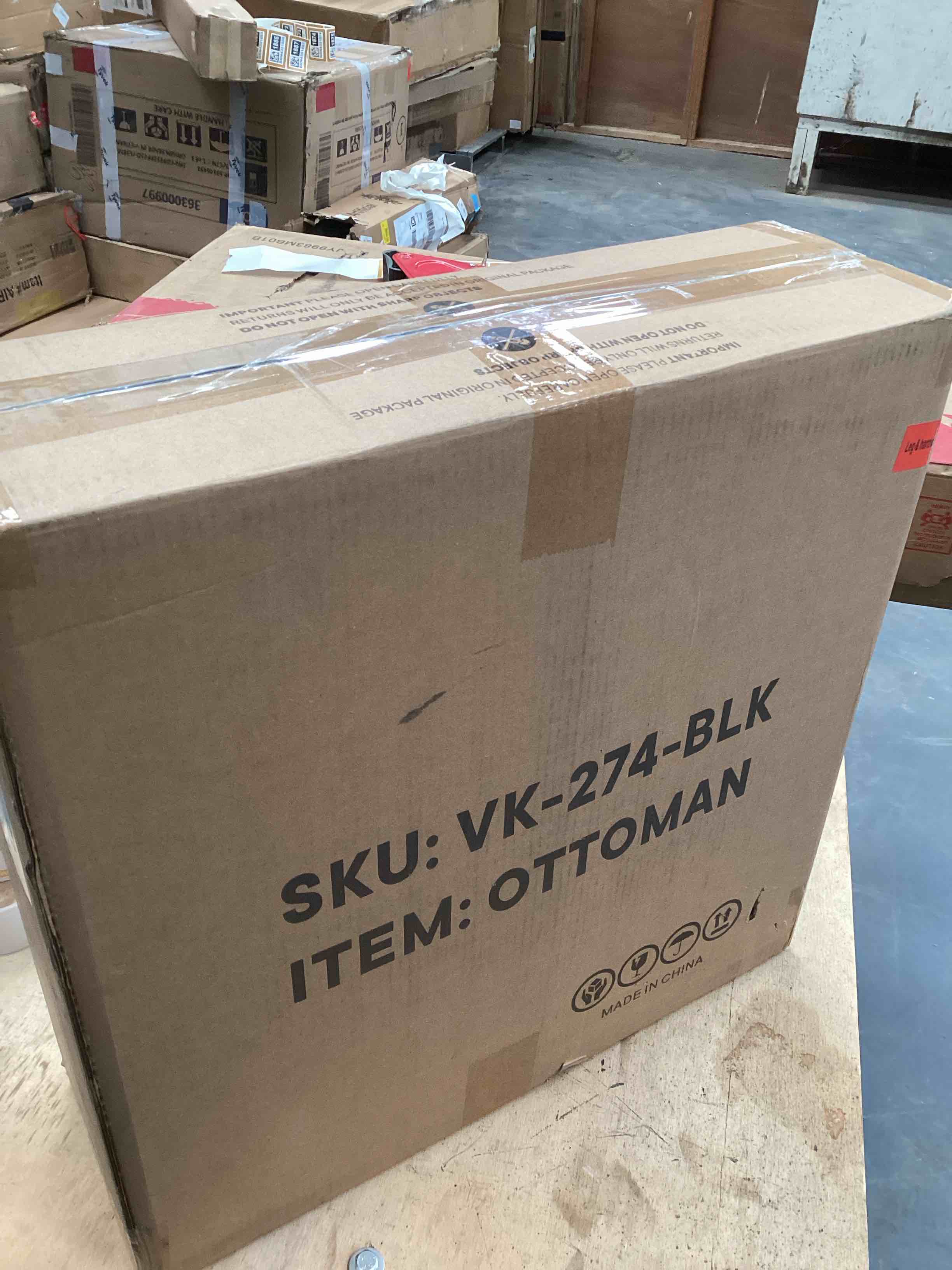 Condition photo showing Good Condition for Black Ottoman 