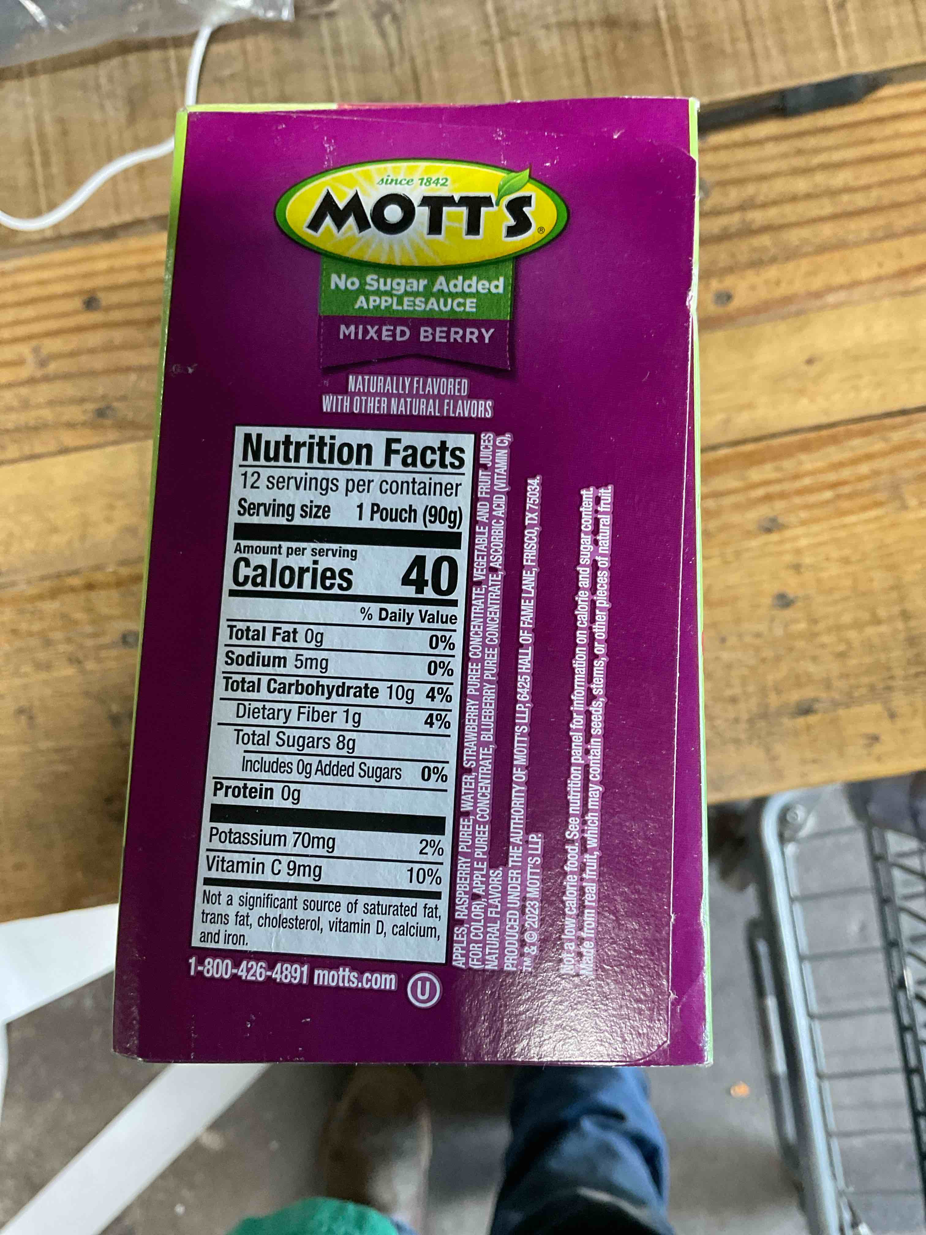 Condition photo showing New/Like New for MOTTS, NO SUGAR ADDED APPLESAUCE, MIXED BERRY, 12 PACK