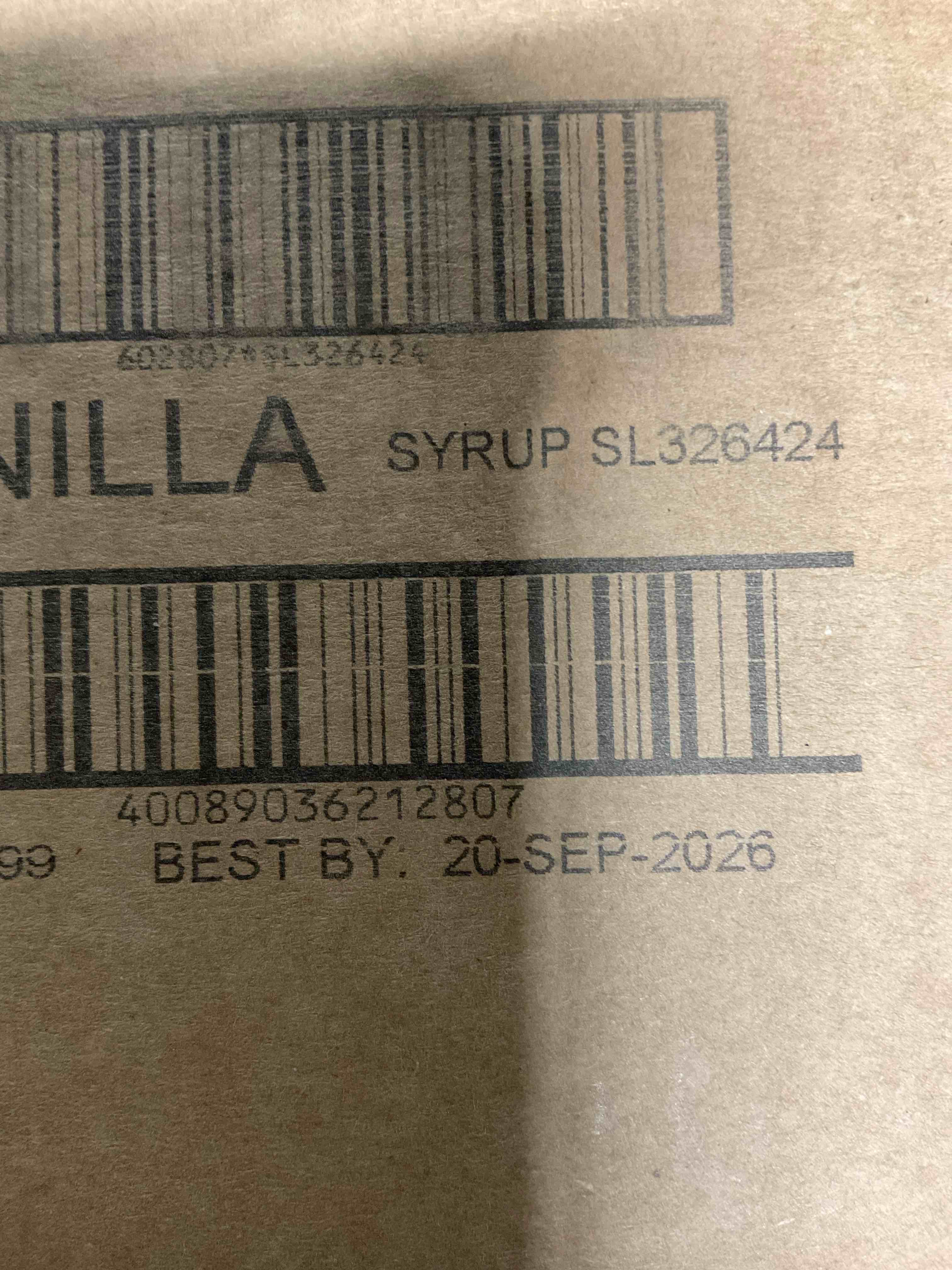 Condition photo showing New/Like New for TORANI, VANILLA SYRUP 4 PACK 25.5 FL. OZ.