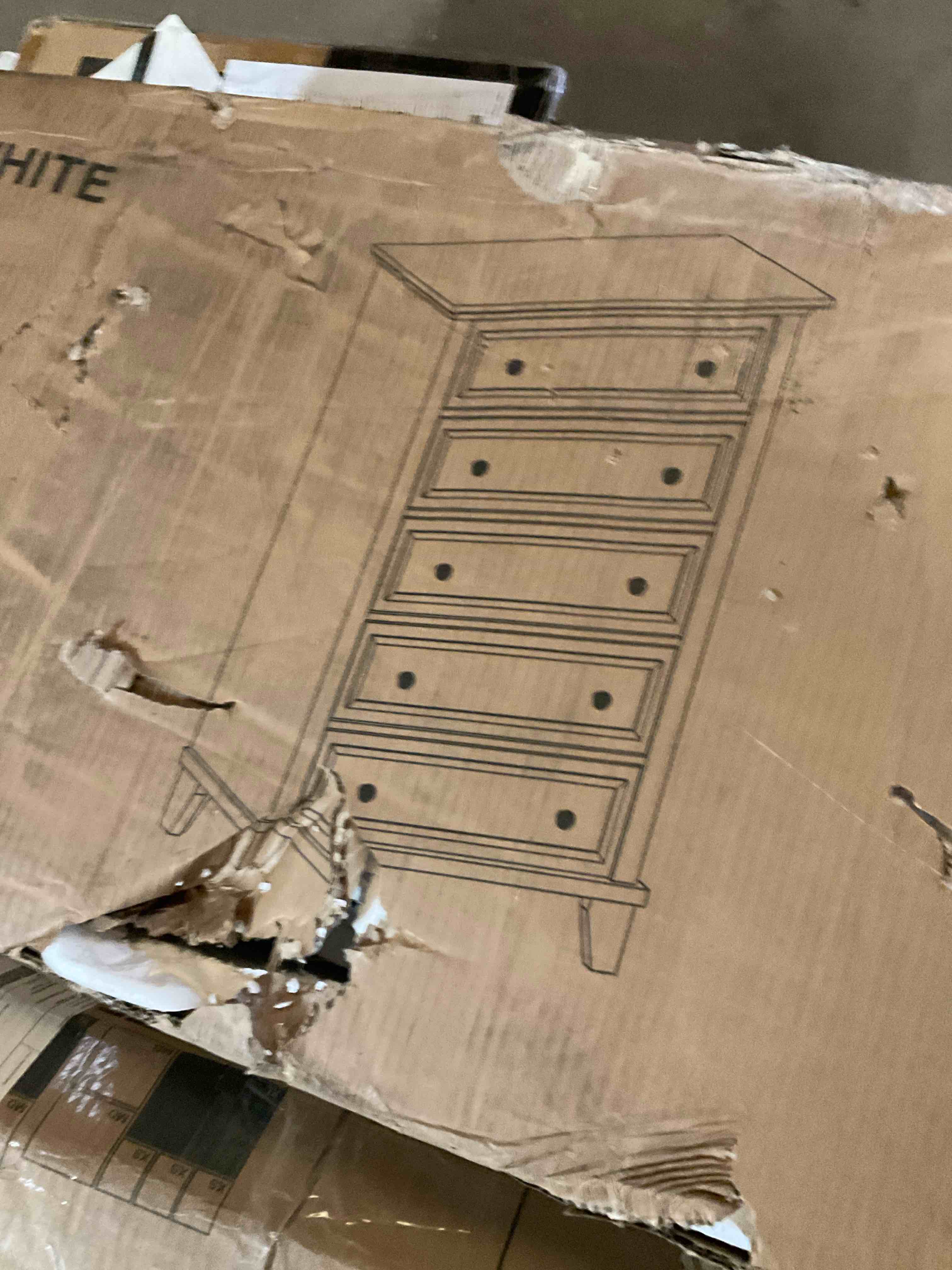 Condition photo showing Good Condition for FIVE DRAWER CHEST OF DRAWERS, WHITE COLOR