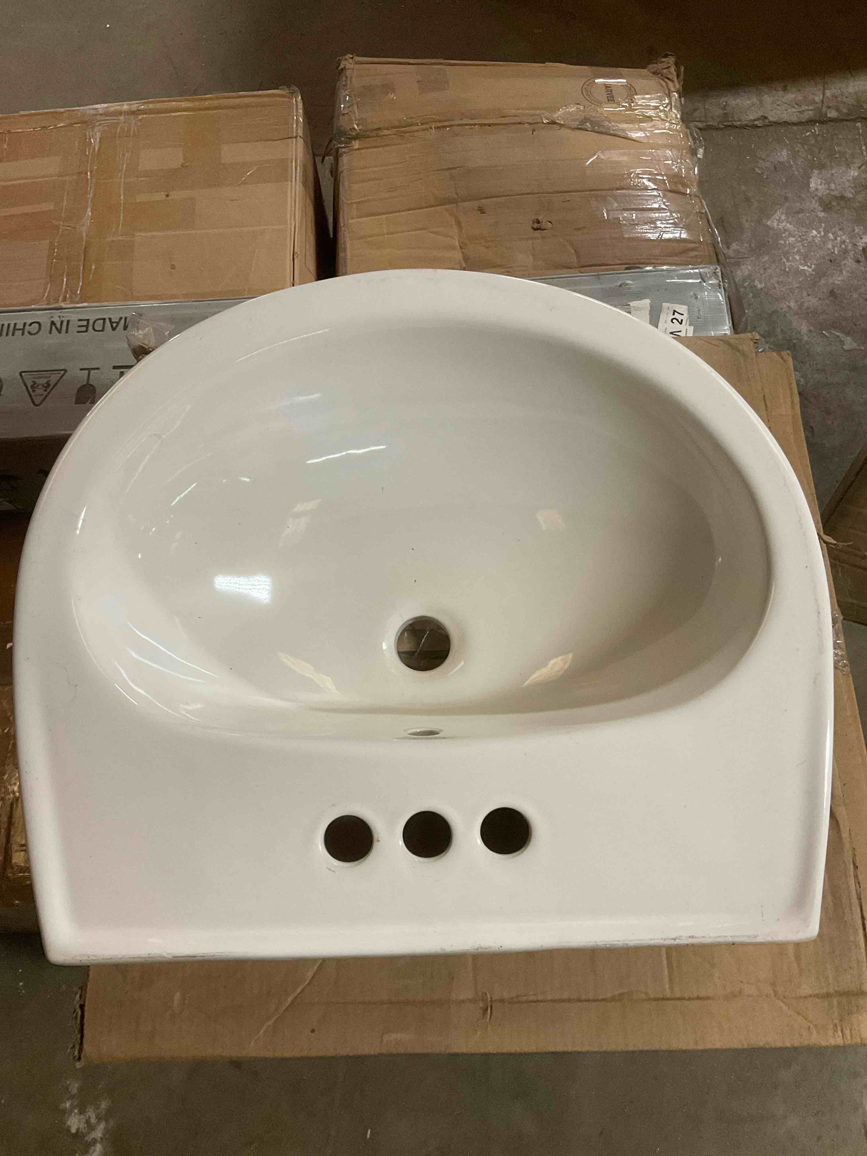 Condition photo showing Good Condition for (SINK ONLY) STERLING, 22“ X 18 1/2“ WHITE PEDESTAL VANITY