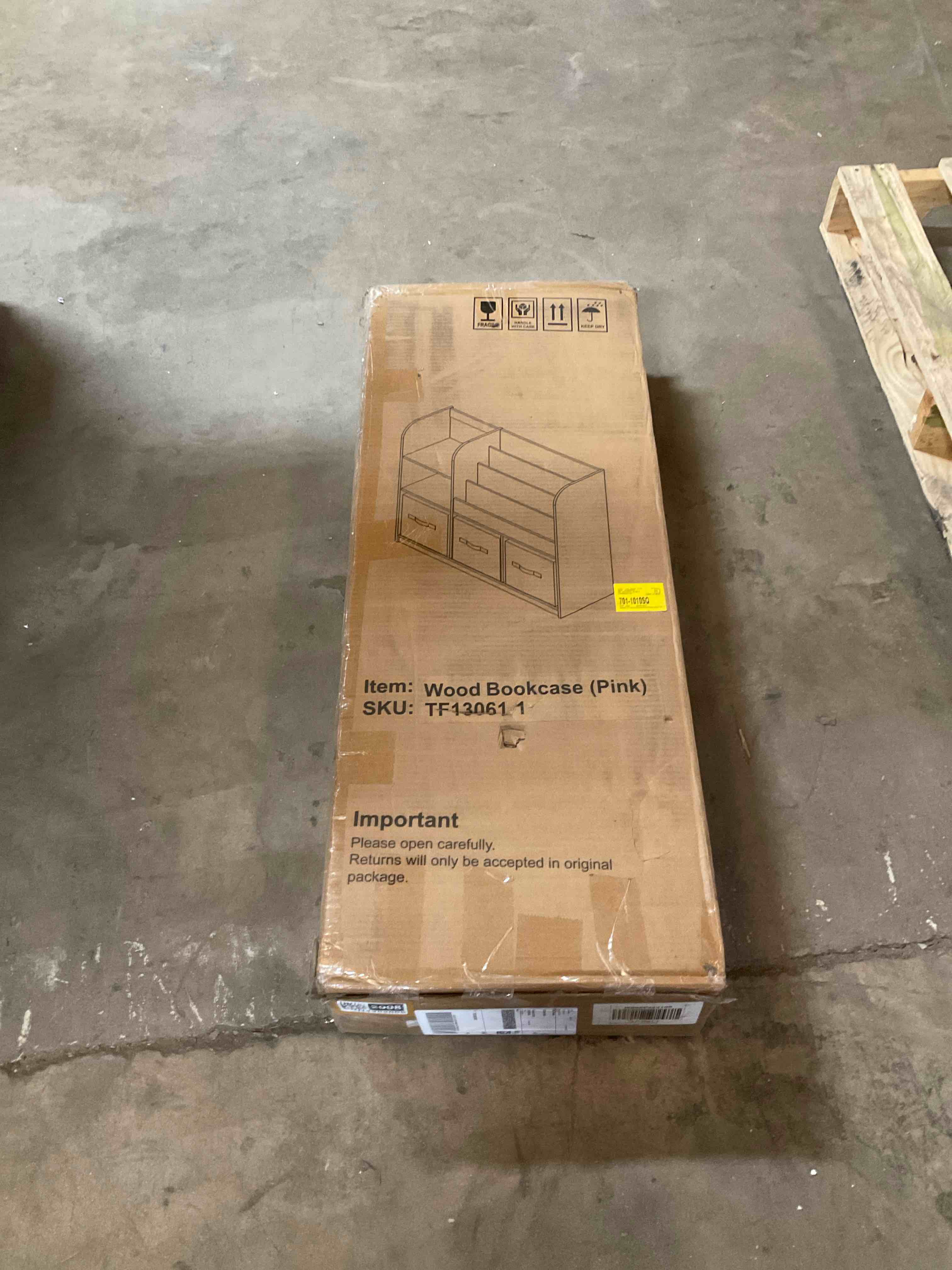 Condition photo showing Good Condition for WOOD BOOKCASE PINK COLOR THREE DRAWERS ON BOTTOM