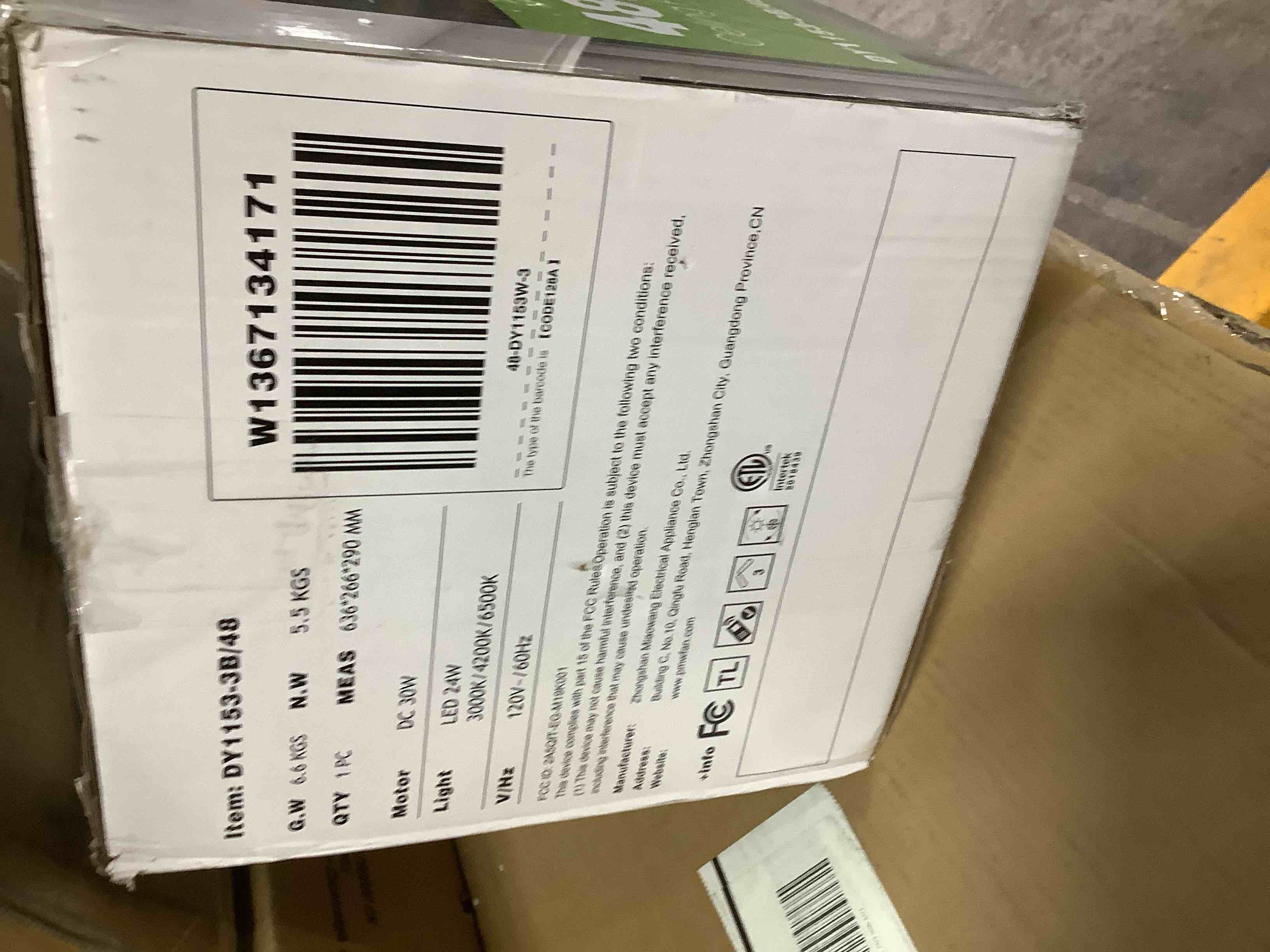 Condition photo showing Good Condition for 48” ceiling fan