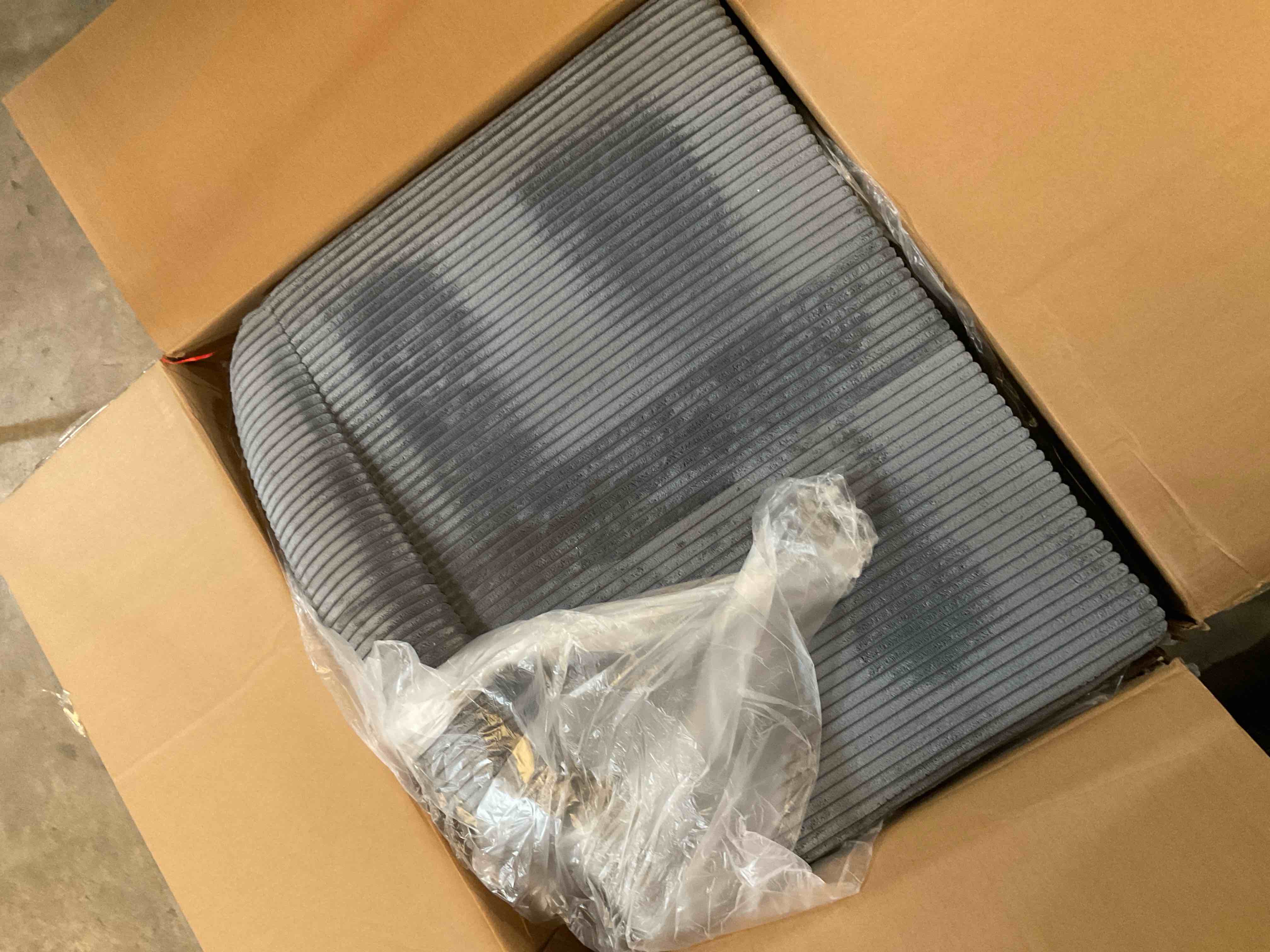 Condition photo showing Good Condition for blue triped sofa arms