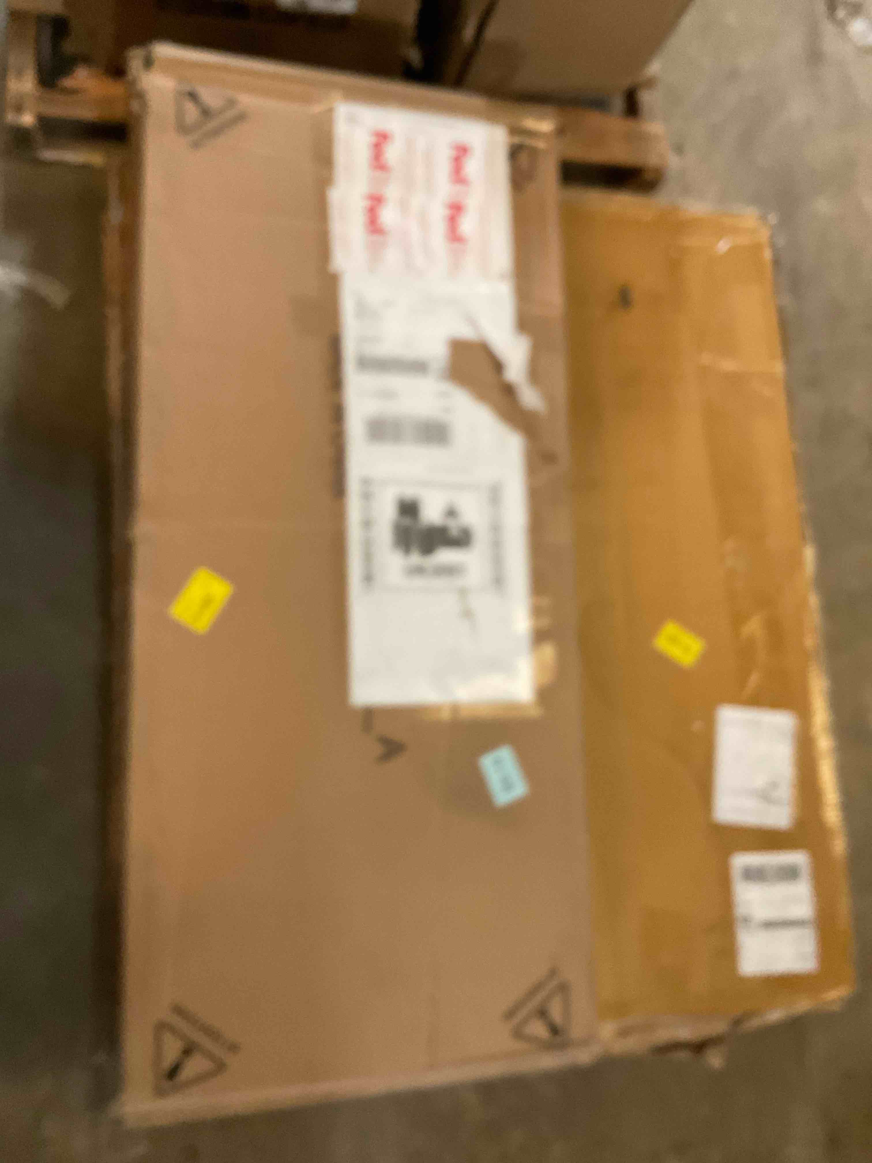 Condition photo showing As Is for LED Upholstered Platform Bed Frame with 4 Storage Drawers and Storage Headboard