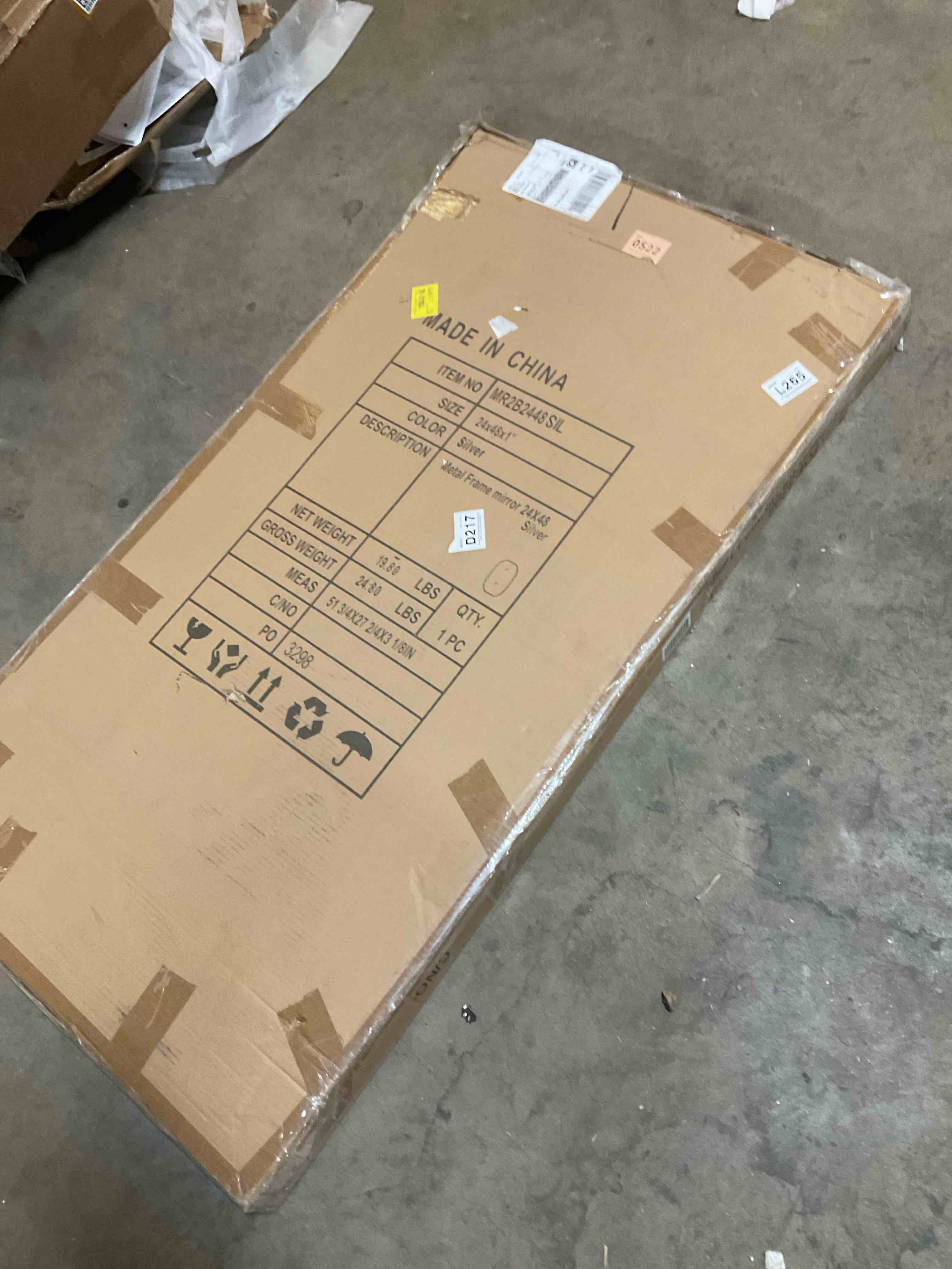 Condition photo showing As Is for (broken)silver 24x48 metal frame mirror