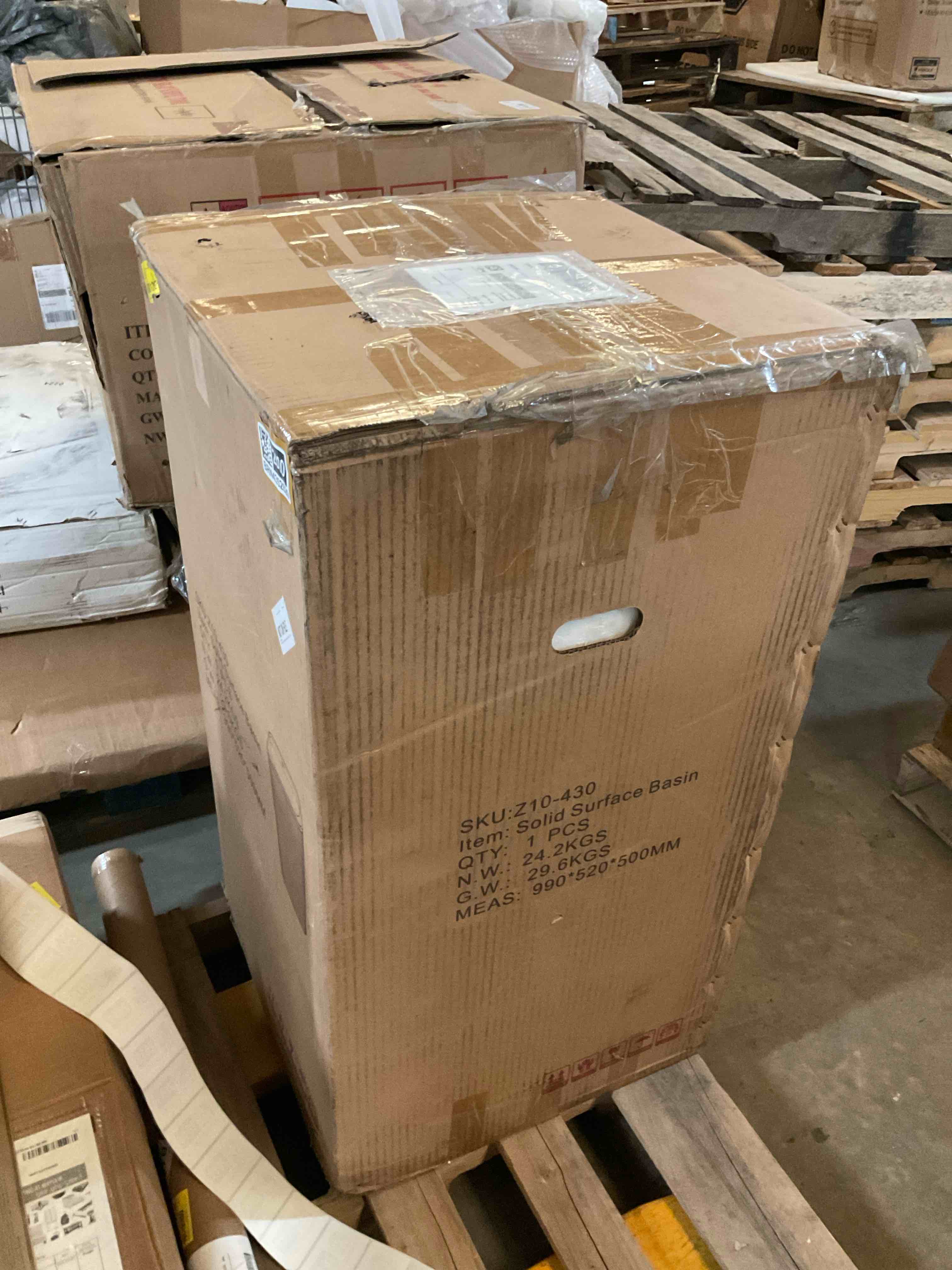 Condition photo showing Good Condition for (broken)16.5\u0027\u0027 Freestanding Textured Solid Surface Pedestal Bathroom Sink