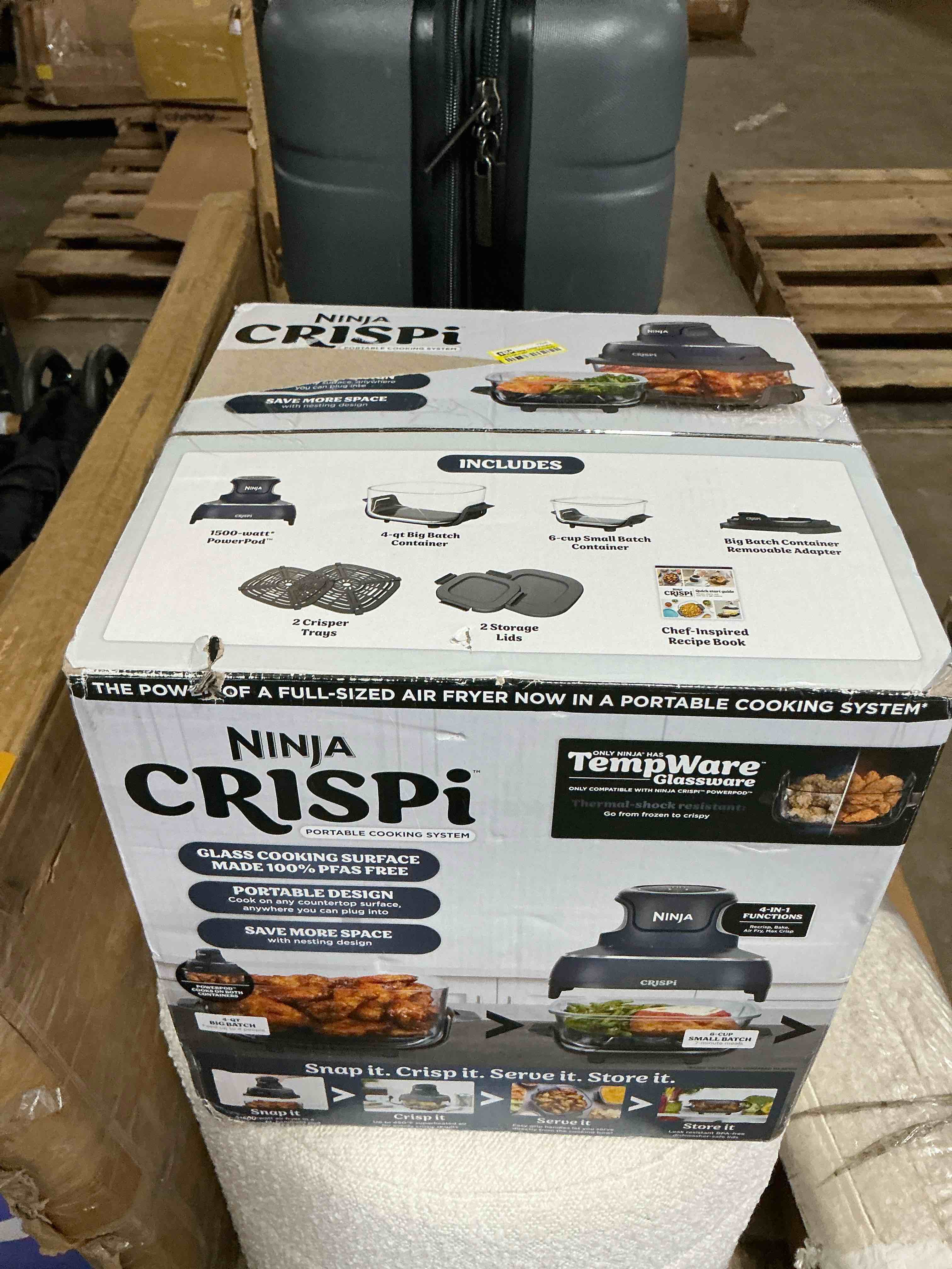 Condition photo showing Good Condition for Ninja Crispi 4-in-1 Glass Air Fryer | 450°F | Non-Toxic | 4QT & 6-Cup Glass Containers w/Lids | Microwave, Freezer, Dishwasher Safe | Max Crisp, Air Fry, Bake, Recrisp | Cyberspace Gray, FN101GY Cyberspace Gray 4 QT