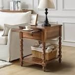 Sessoms Traditional 20"W Solid Wood 1-Drawer End Table with Built-in Charging Station