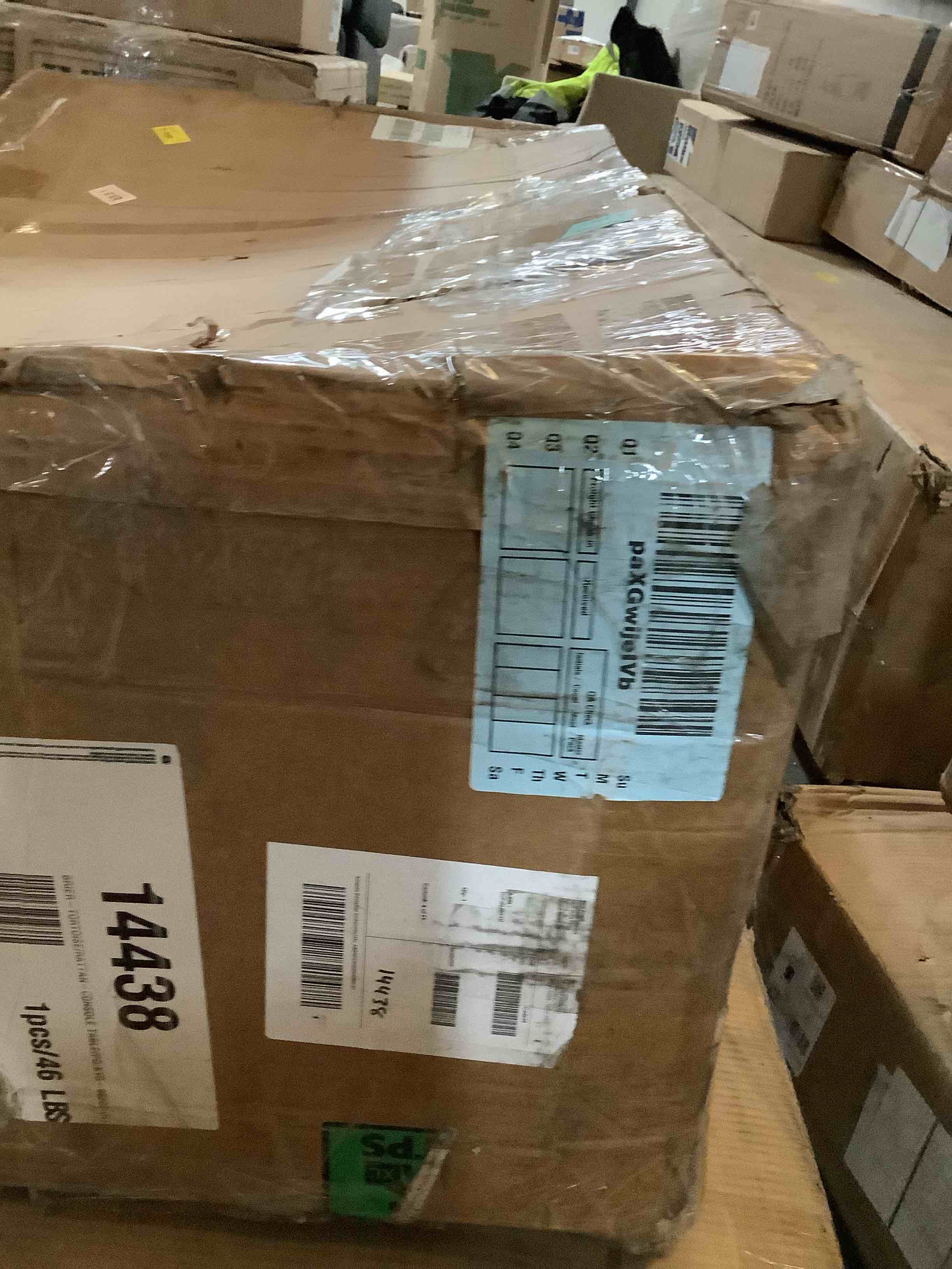 Condition photo showing Good Condition for (“INCOMPLETE”)Dorne 47" Burl Pattern Wood Console Table With Open Storage Shelf, For Entryway/Living Room