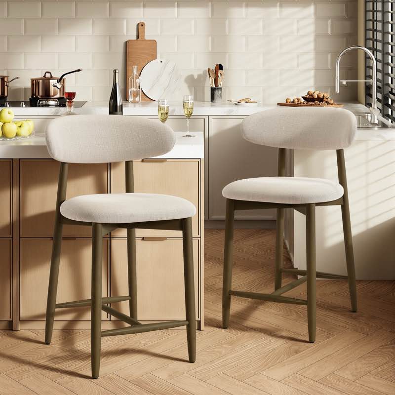 Vannie Upholstered Counter Stool with Solid Wood Frame