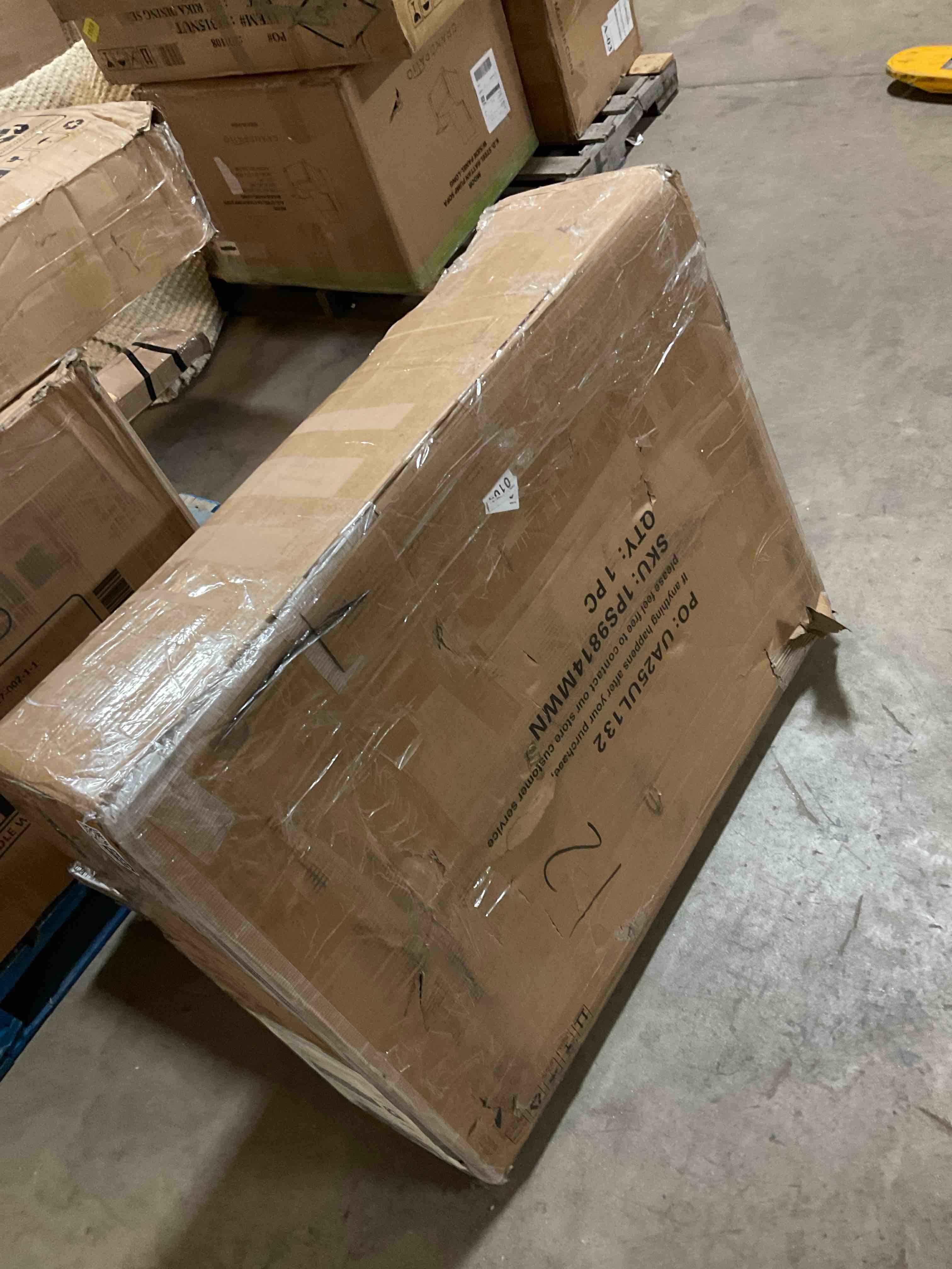 Condition photo showing Good Condition for Dog Crate Kennel Furniture For 2 Dogs W/Led Light \u0026 Power Outlets, 71.5" Double Dog Crates Tv Stand W/Storage Space, Dog Crate Entertainment Center W/4 Lockable Doors \u0026 Dog Bowls