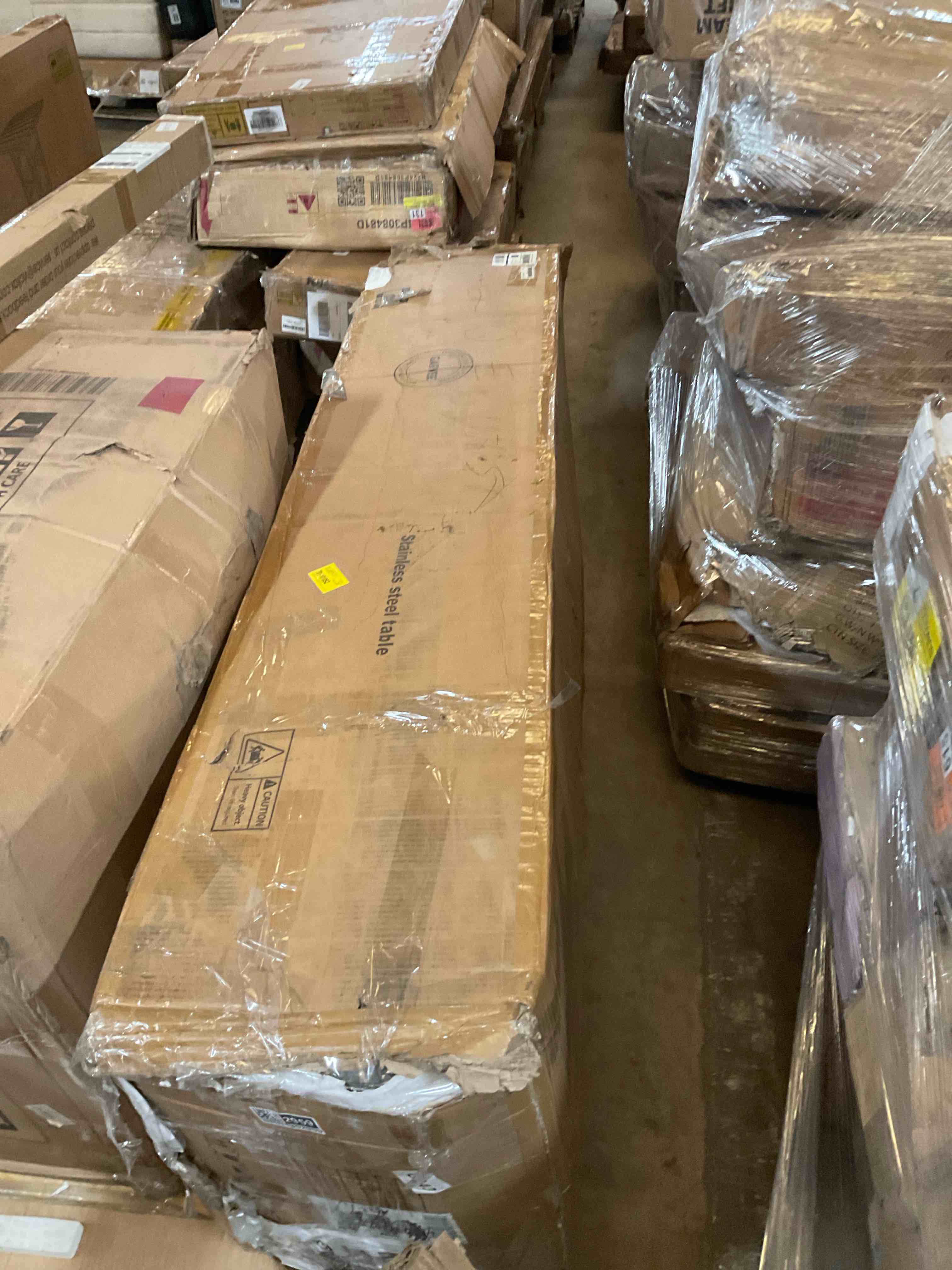 Condition photo showing Good Condition for Stainless Steel Table with Overshelves \u0026 Drawers, 60" X 24" Commercial Work Tables with 60" X 30" Shelf \u0026 3 Drawers, Metal Kitchen Prep Table with Paper Towel Holder for Home Restaurant Garage