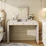 Solid Wood Makeup Vanity with Flip Mirror and Lighting Modes