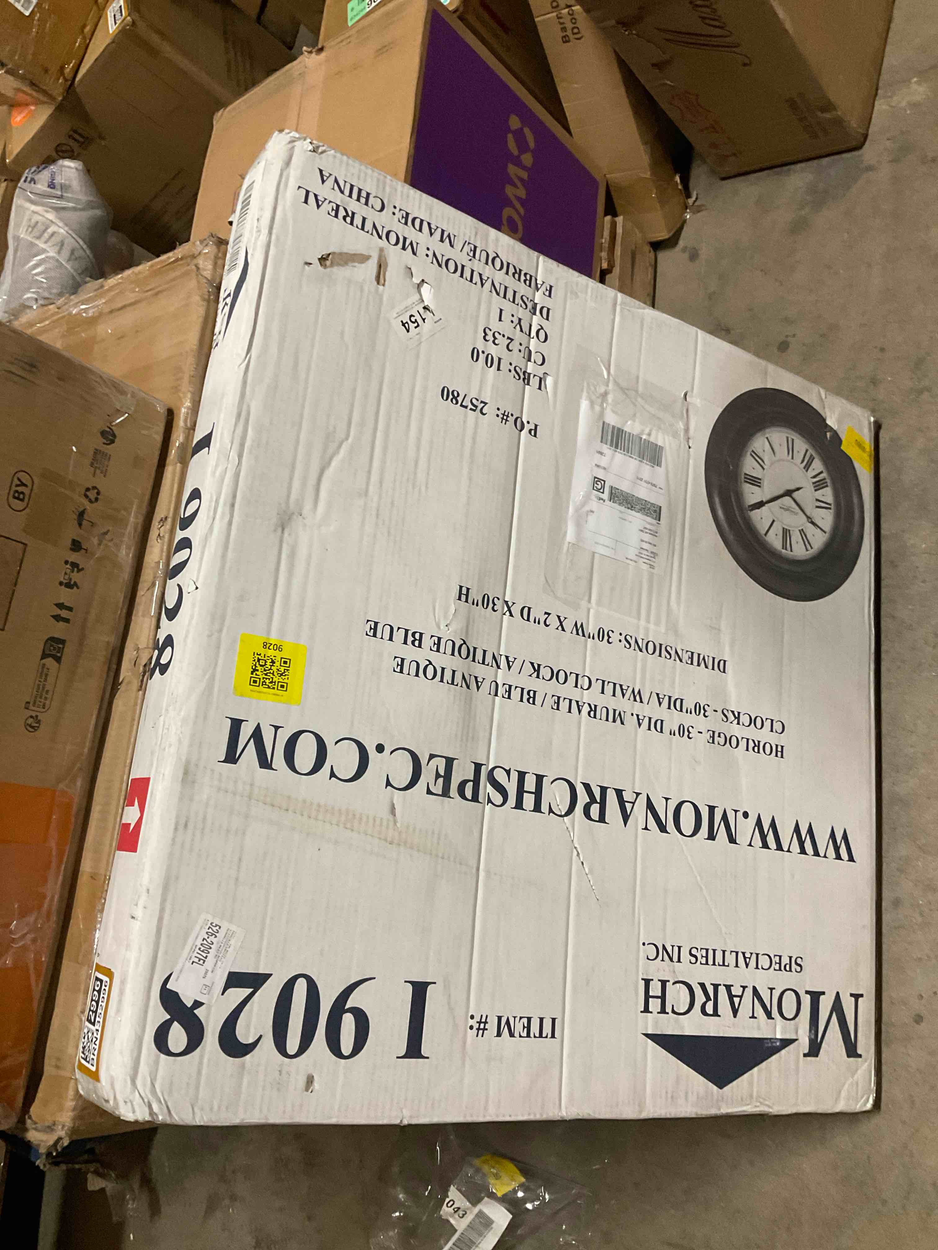 Condition photo showing Good Condition for Clocks, 30" Round, Large Oversized, Wall Clock, Antique Blue, Transitional