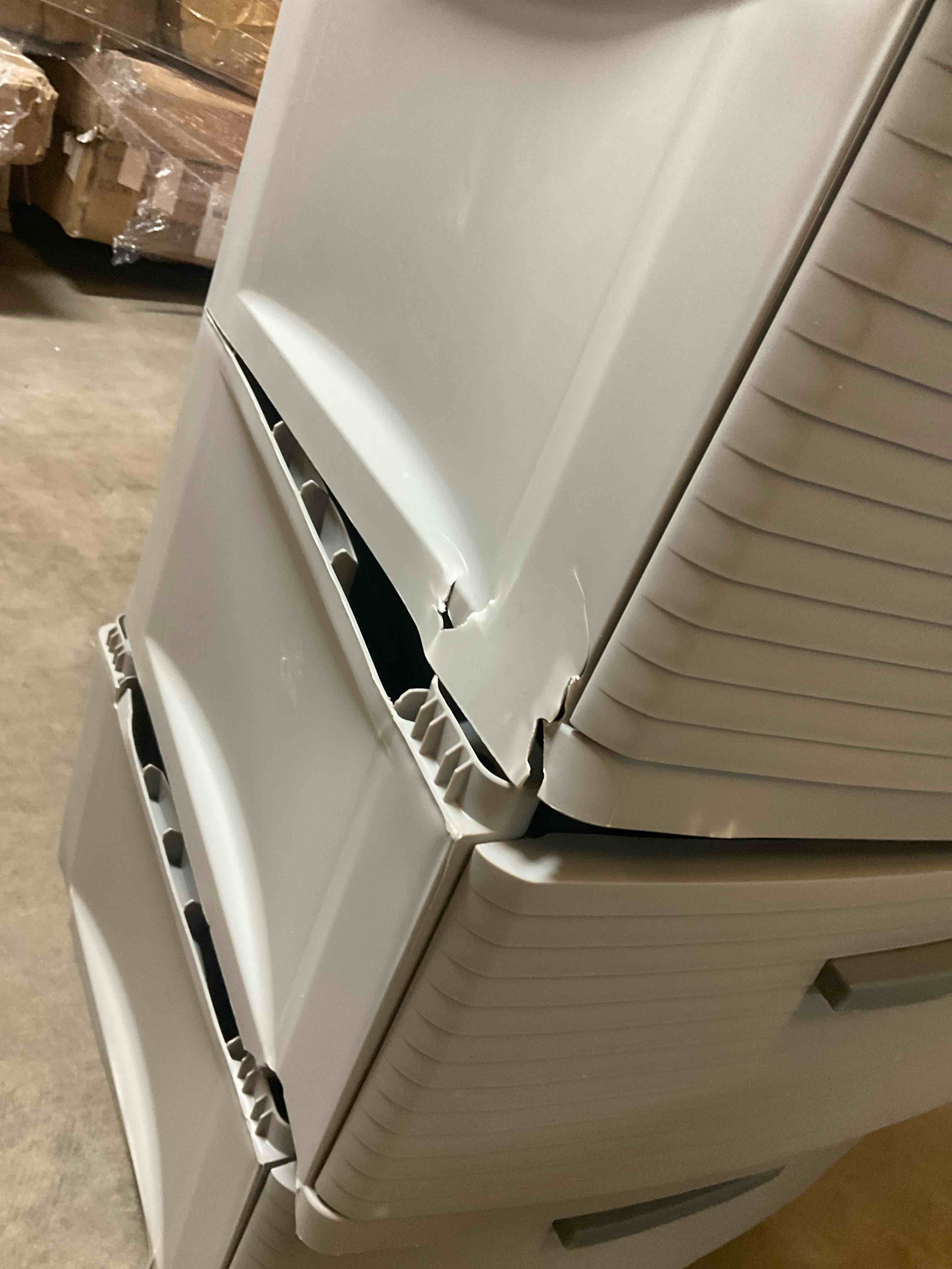 Condition photo showing Good Condition for 3 tier stackable storage compartment 