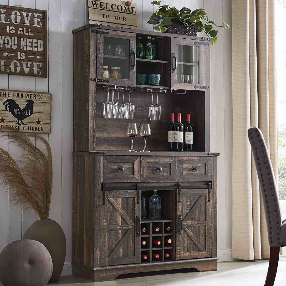 72 Inches Farmhouse Bar Cabinet Heavy Box 1 Of 2