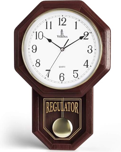 Solid Wood Regulator Wall Clock with Chime