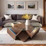 Round Coffee Table With Glass Top And Storage Shelves