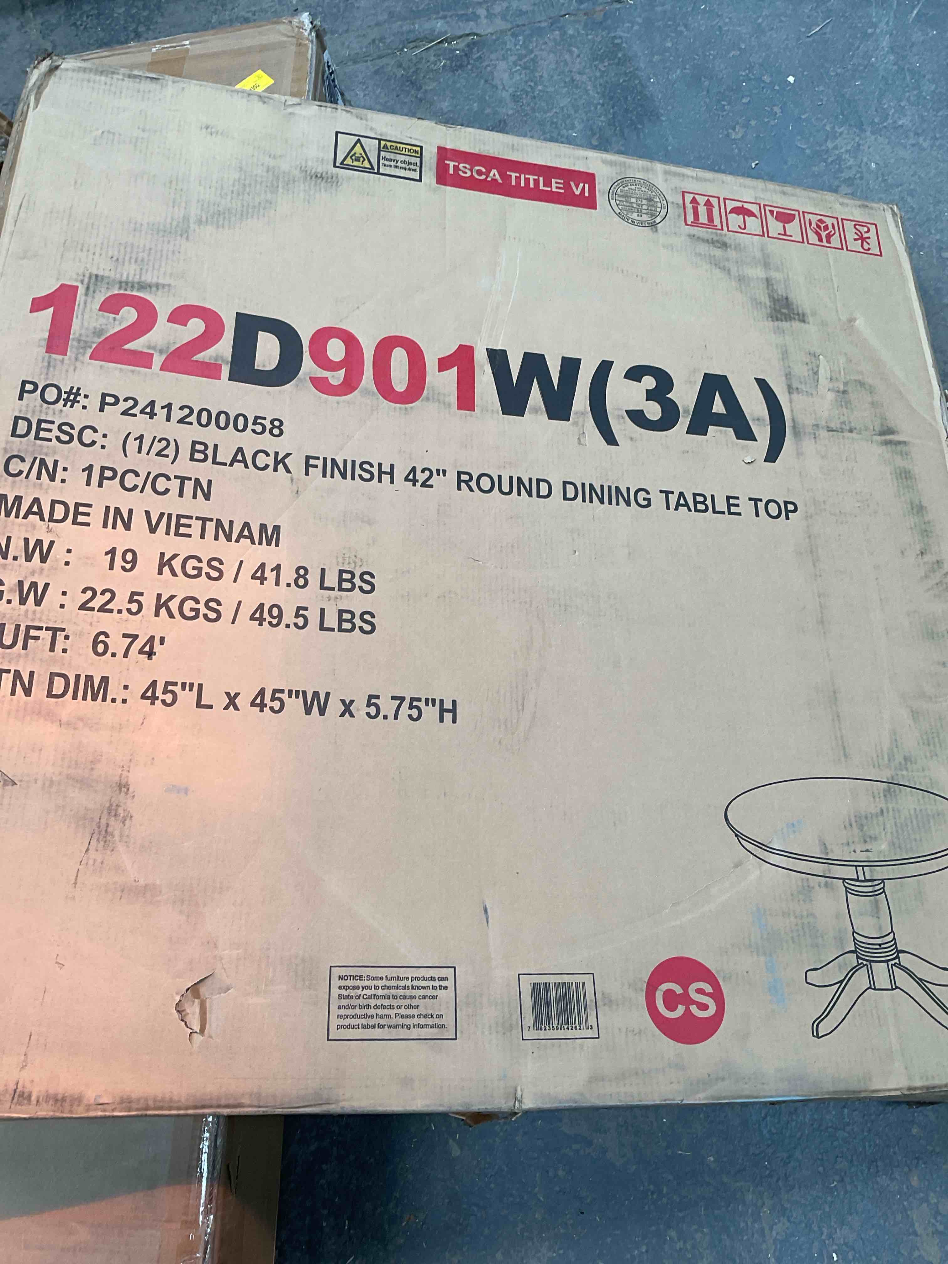 Condition photo showing Good Condition for 1 of 2 top onlyhalf black finish 42 inch round dining table top