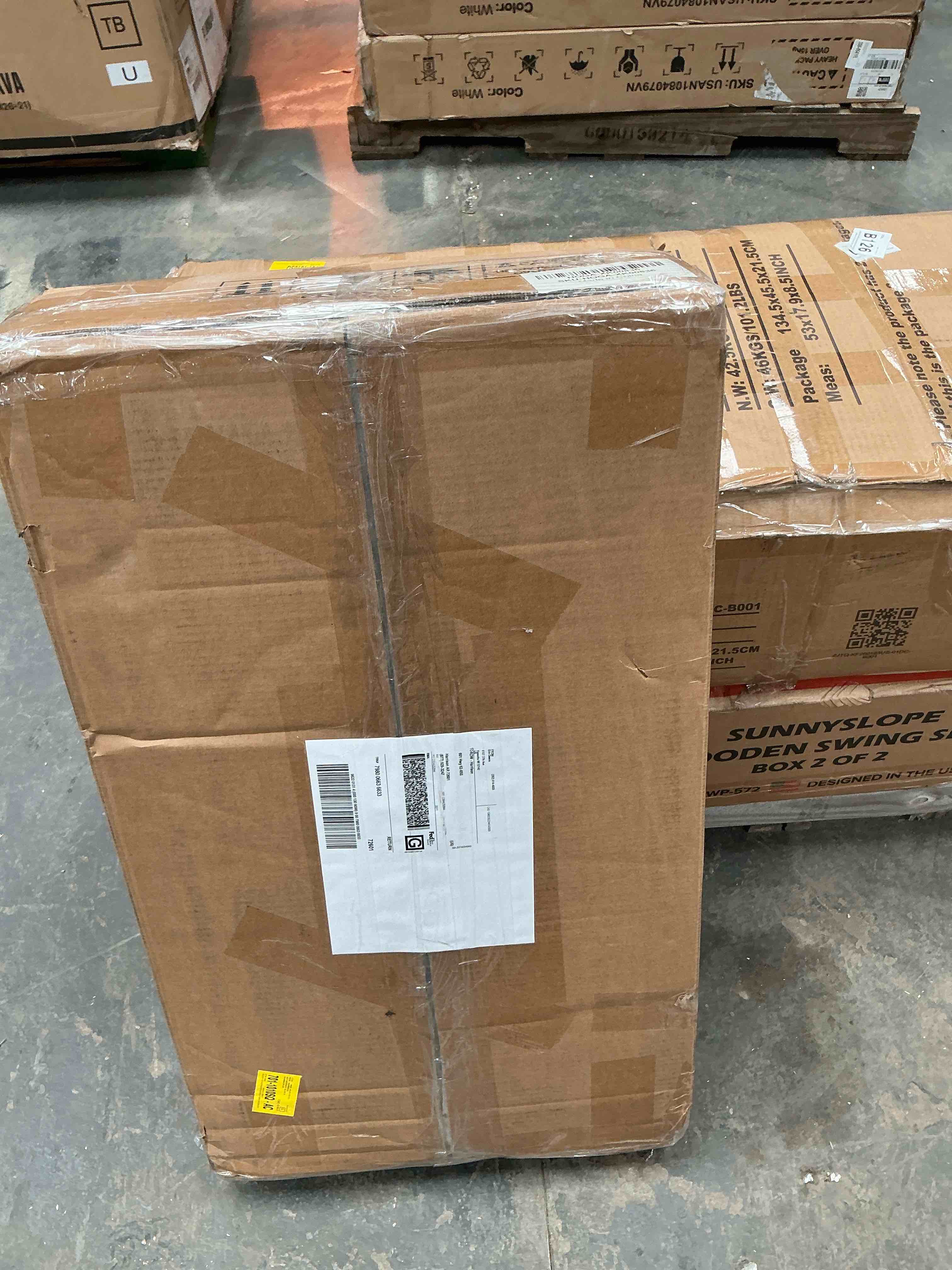 Condition photo showing Good Condition for missing hardware farmhouse side table with storage, large wooden pedestal end table