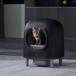 self cleaning cat litter box, app control, safety protection, automatic smart robot litter box for multiple cats, with garbage bags&plastic air filter, black& white
