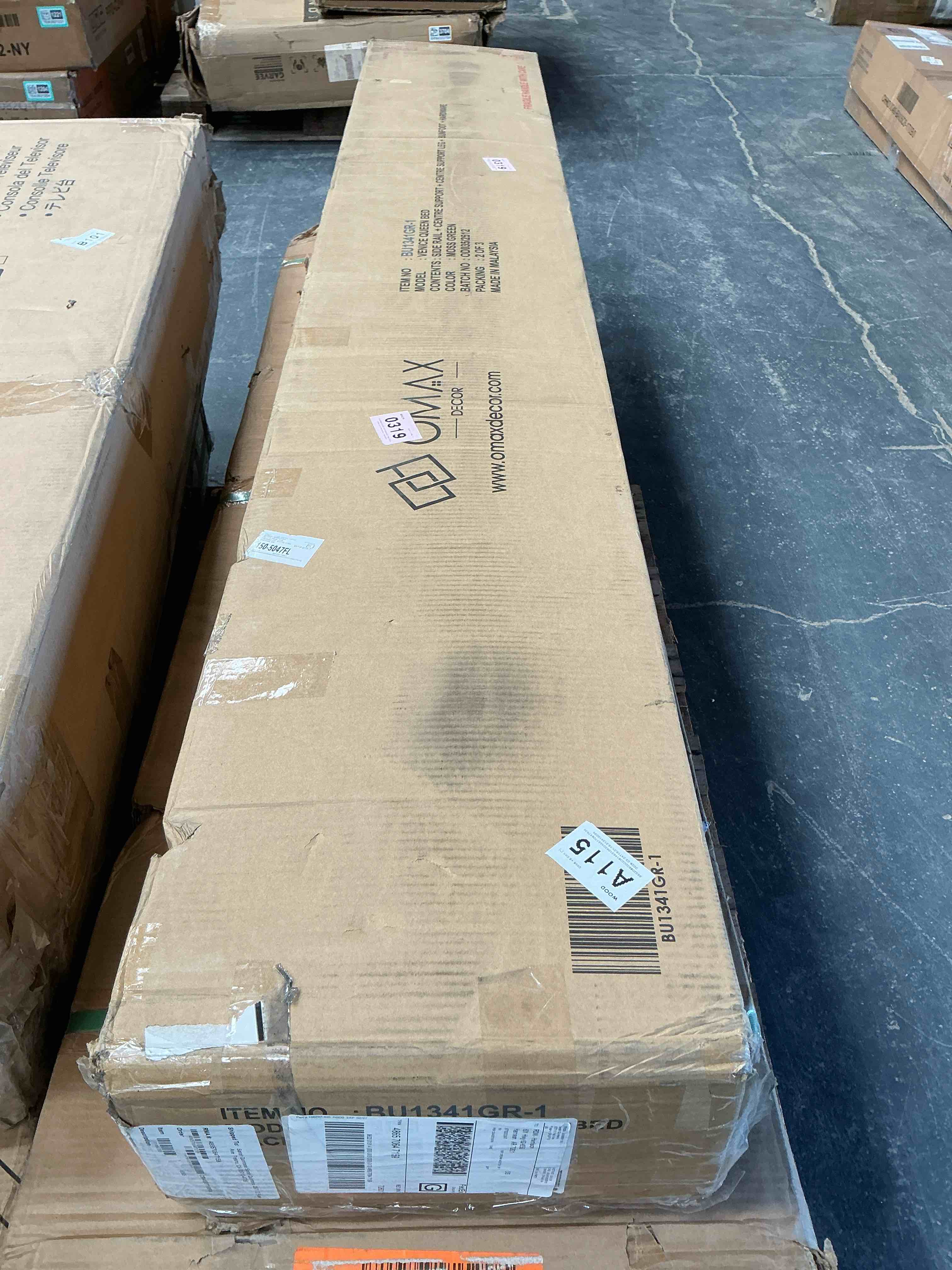 Condition photo showing Good Condition for venice upholstered platform bed - moss green - queen size - box 2
