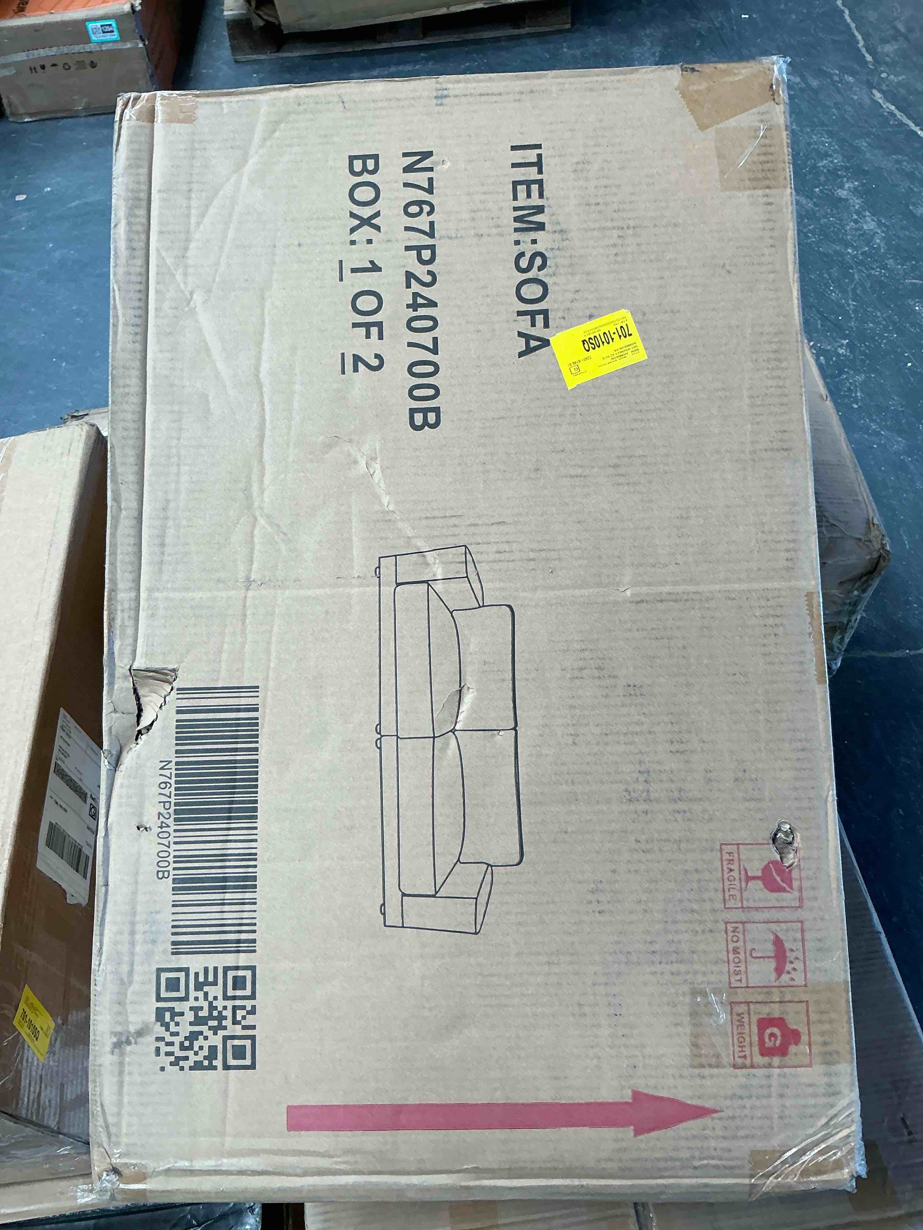 Condition photo showing Good Condition for n767p240700b modern square arm sofa with soft fabric upholstery, deep cushions and sturdy wooden legs for living room