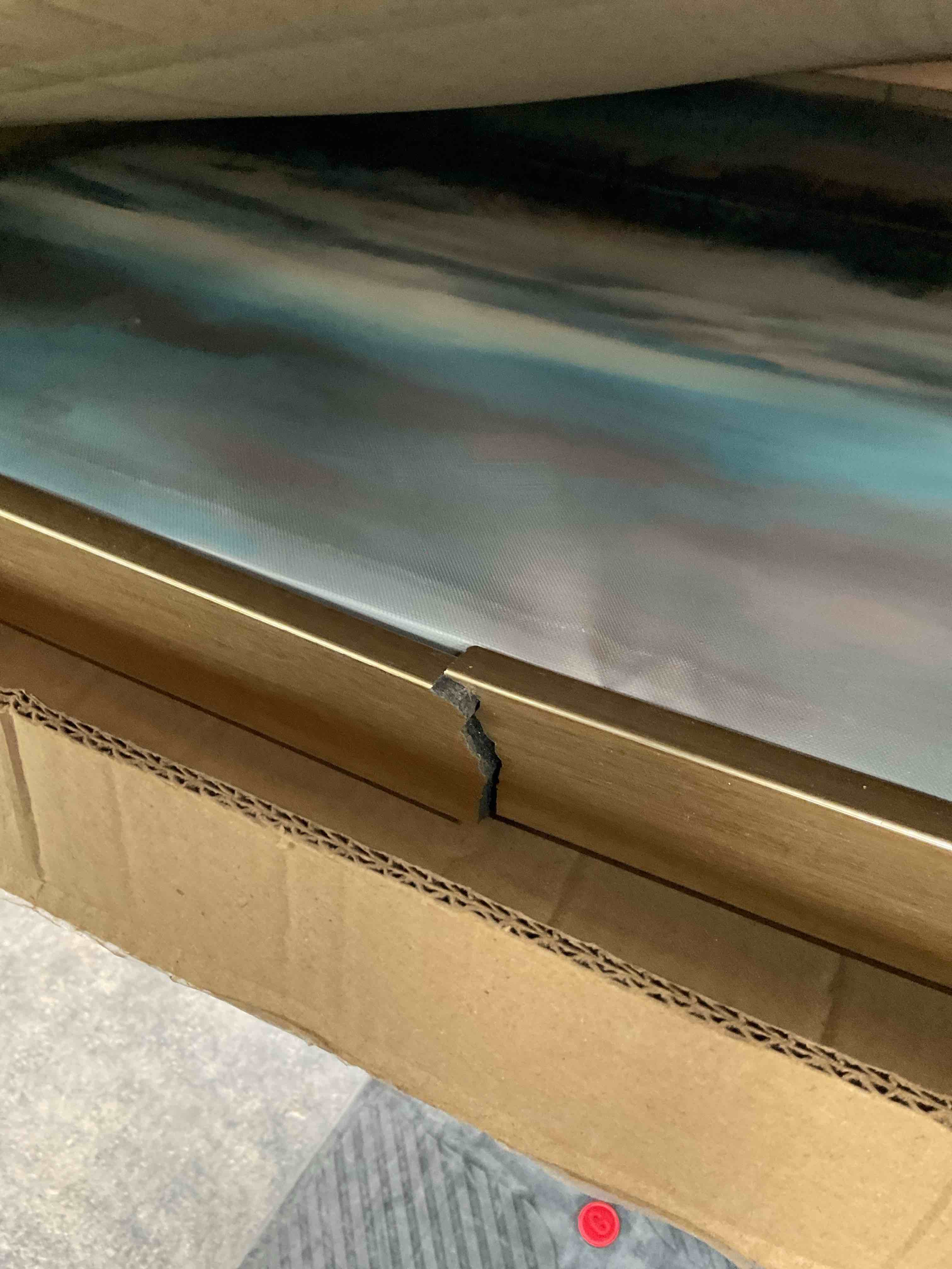 Condition photo showing As Is for (damaged) lakeside rowboat by studio arts canvas art print