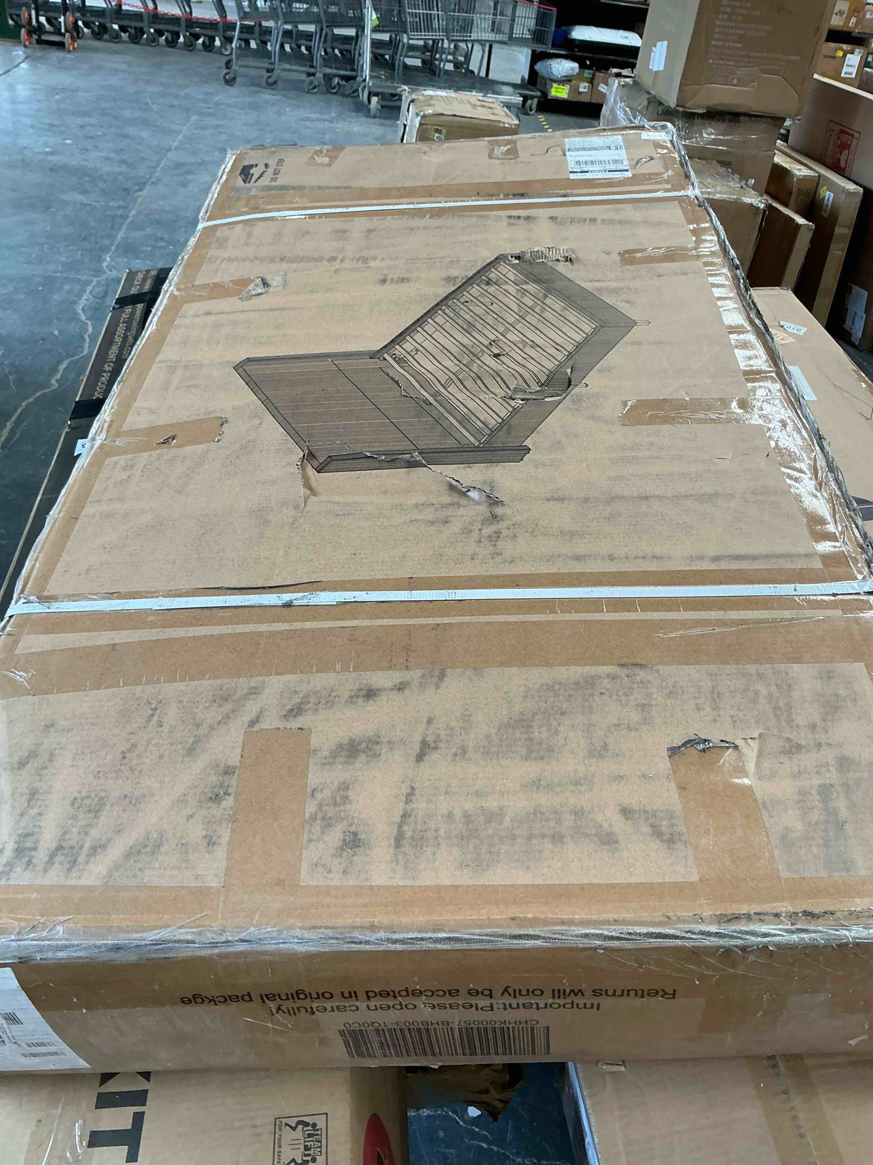 Condition photo showing Good Condition for king size platform bed frame with 62" headboard corduroy upholstered bed/wingback/no box spring needed/noise free/grey