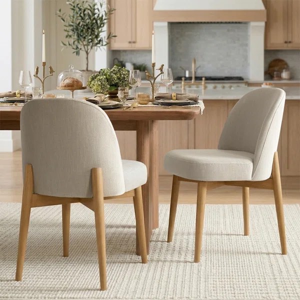 Upholstered Beige U Back Dining Chair