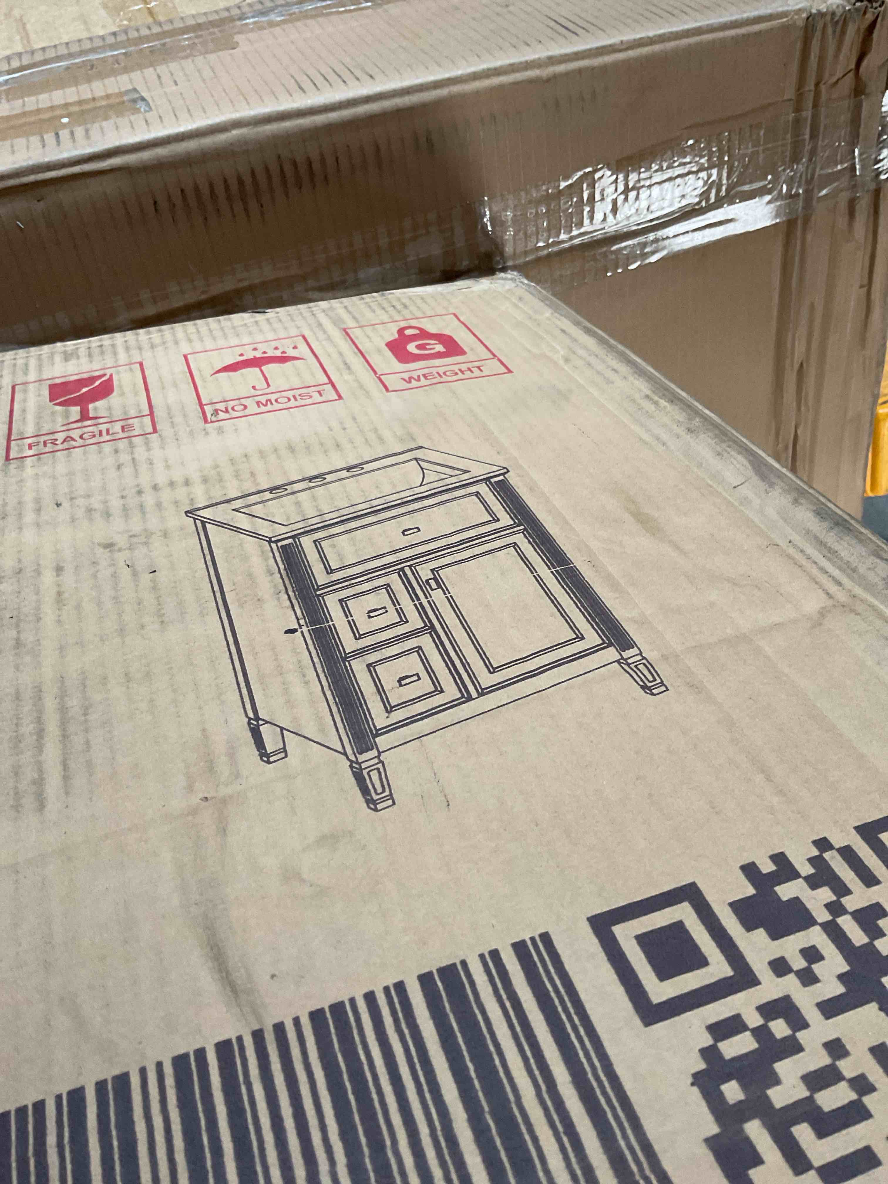 Condition photo showing Good Condition for white bathroom vanity