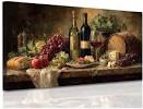 Wine Wall Art, Rustic Vineyard Still Life Painting Canvas Wall Decor, Earth Tone Wine Art Wall Decor, Serene Ambiance Wine Bar Prints for Kitchen Dining Room Living Room