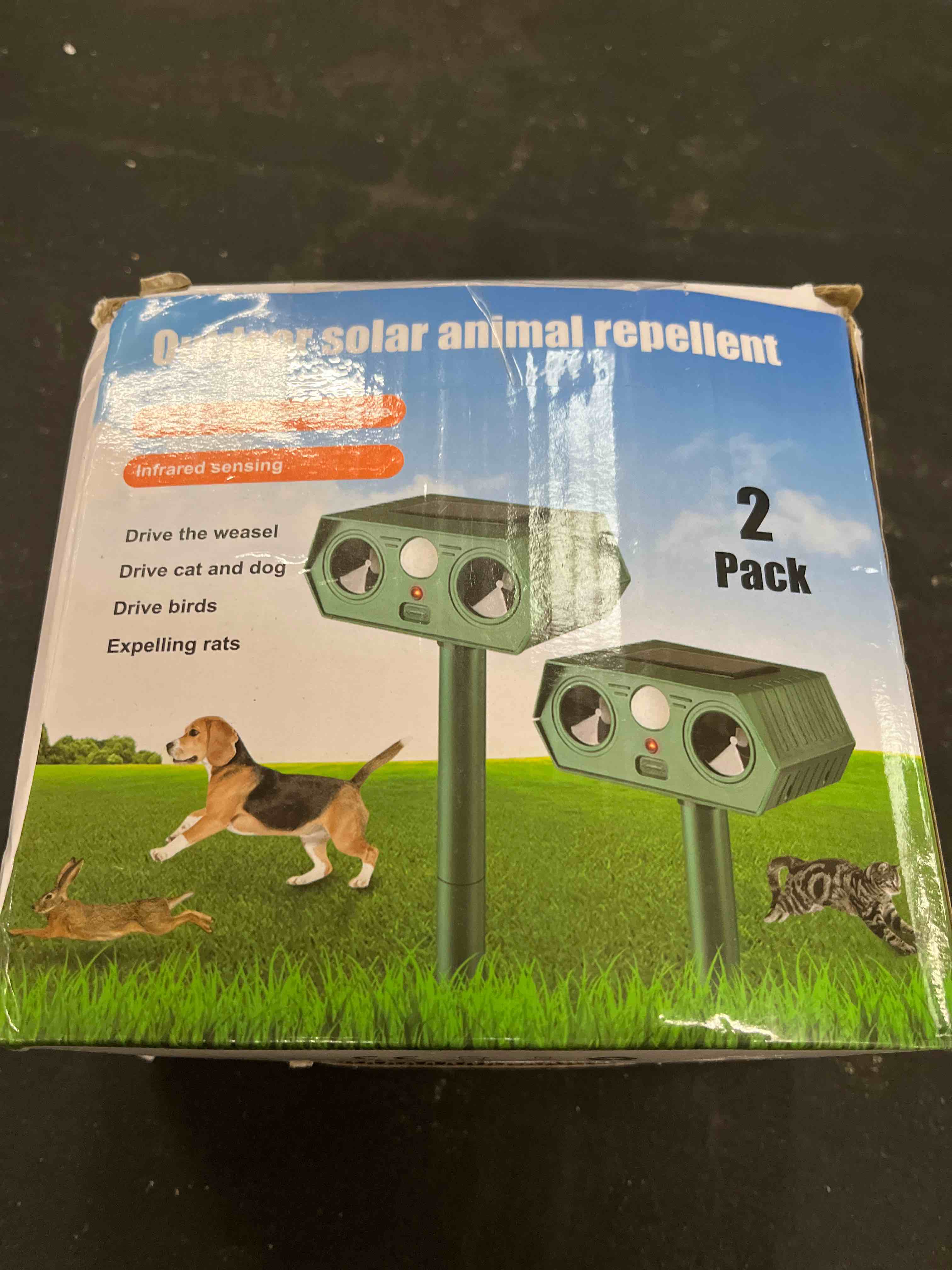 2 pack 2026 ultrasonic animal repellent outdoor cat repellent devices solar animal repeller motion a