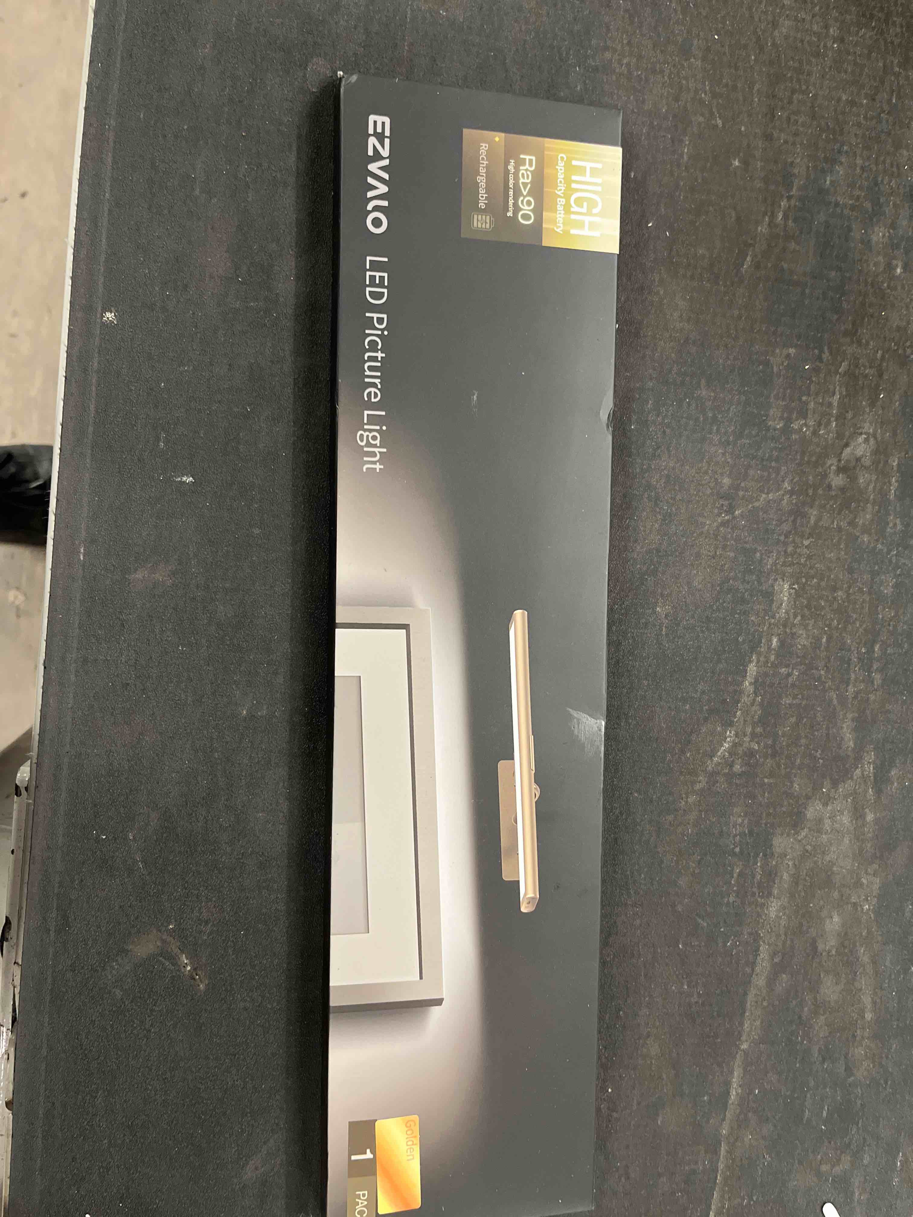 Condition photo showing Good Condition for ezvalo picture light for wall, 4800mah rechargeable wireless remote lights, 16'' dimmable magnetic led art painting light with 3 color temps, display for gallery, living room, bedroom, hallway (gold) gold 1pack-16in
