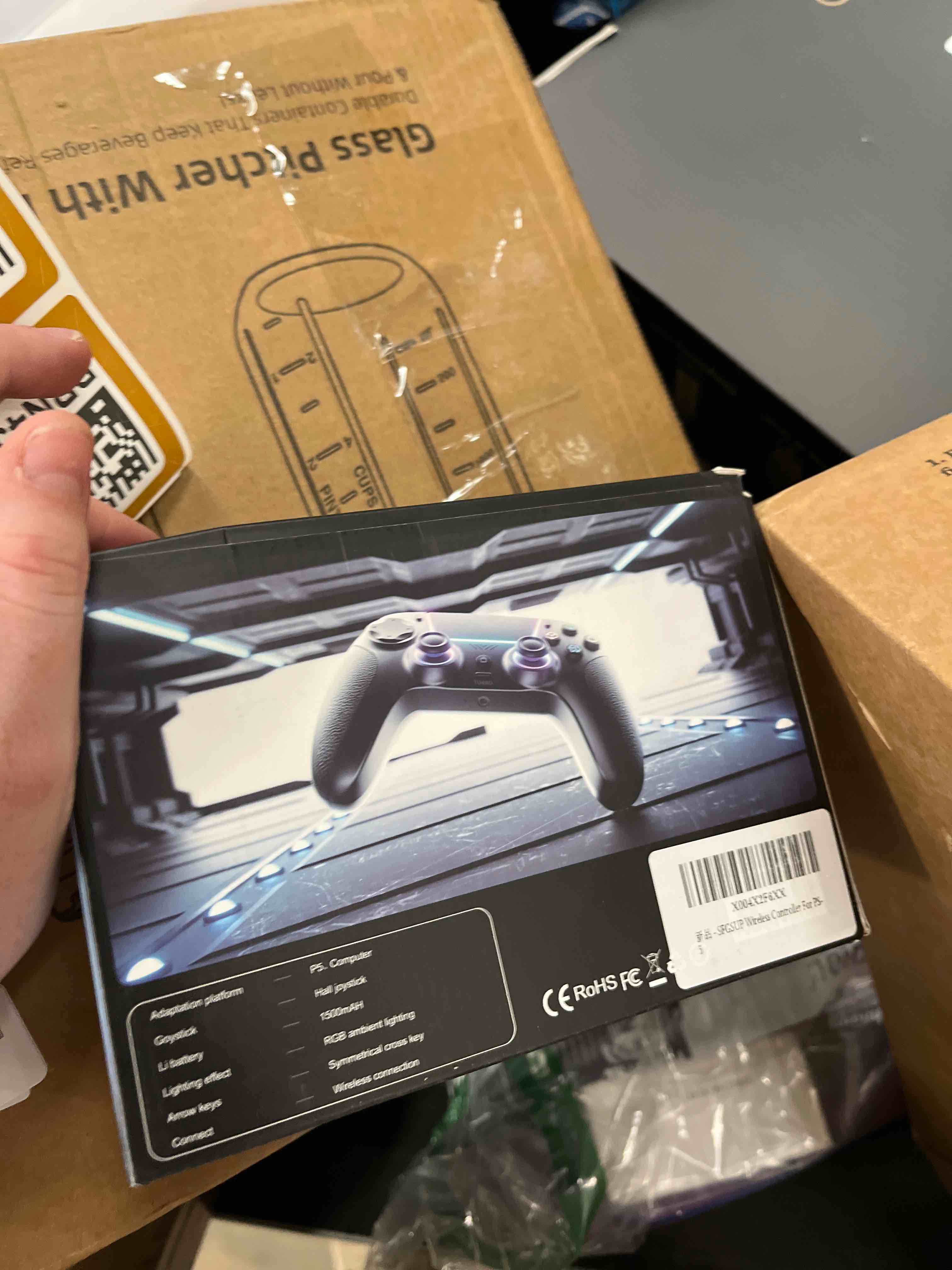 Condition photo showing Good Condition for sfgsup wireless controller for ps5/pc/mac/ios/android/steam deck, with hall effect joystick&trigger/8 rgb lighting/turbo/dual vibration/programmable/headset jack/touchpad/1500 mah battery, white&black