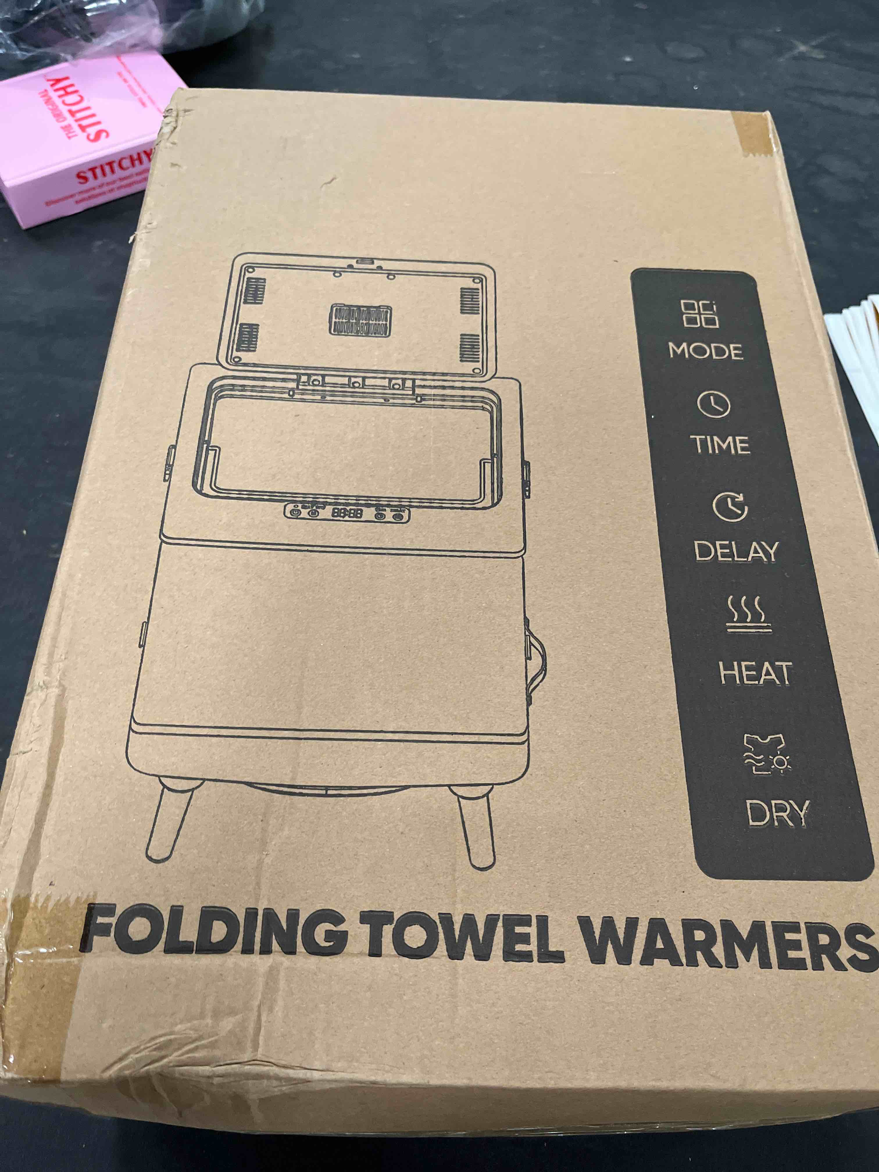 Condition photo showing Good Condition for towel warmer, 35l large foldable towel warmers for bathroom, dual-mode blanket warmer with safety lock, timer, and auto shut-off, fits up to 3 oversized 40"x70" towels, for home & loved ones blue